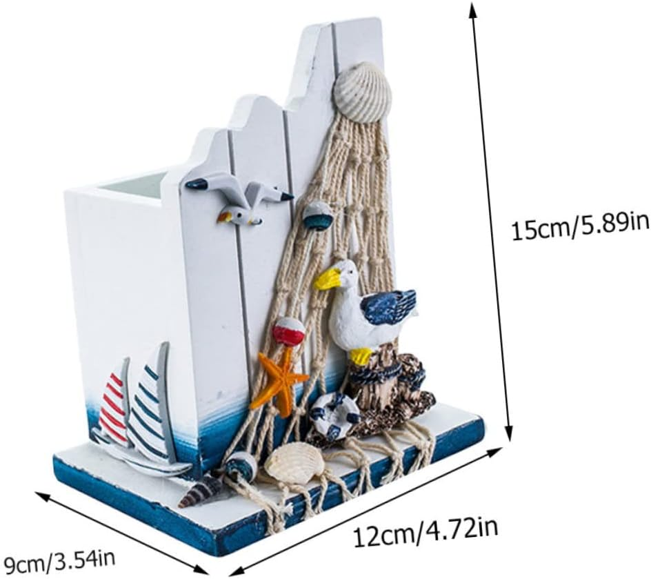 NUOBESTY 2Pcs Desk Pen Pencil Holder Wooden Mediterranean Style Stationery Organizer Capacity Office School Classroom Storage Box image number 3