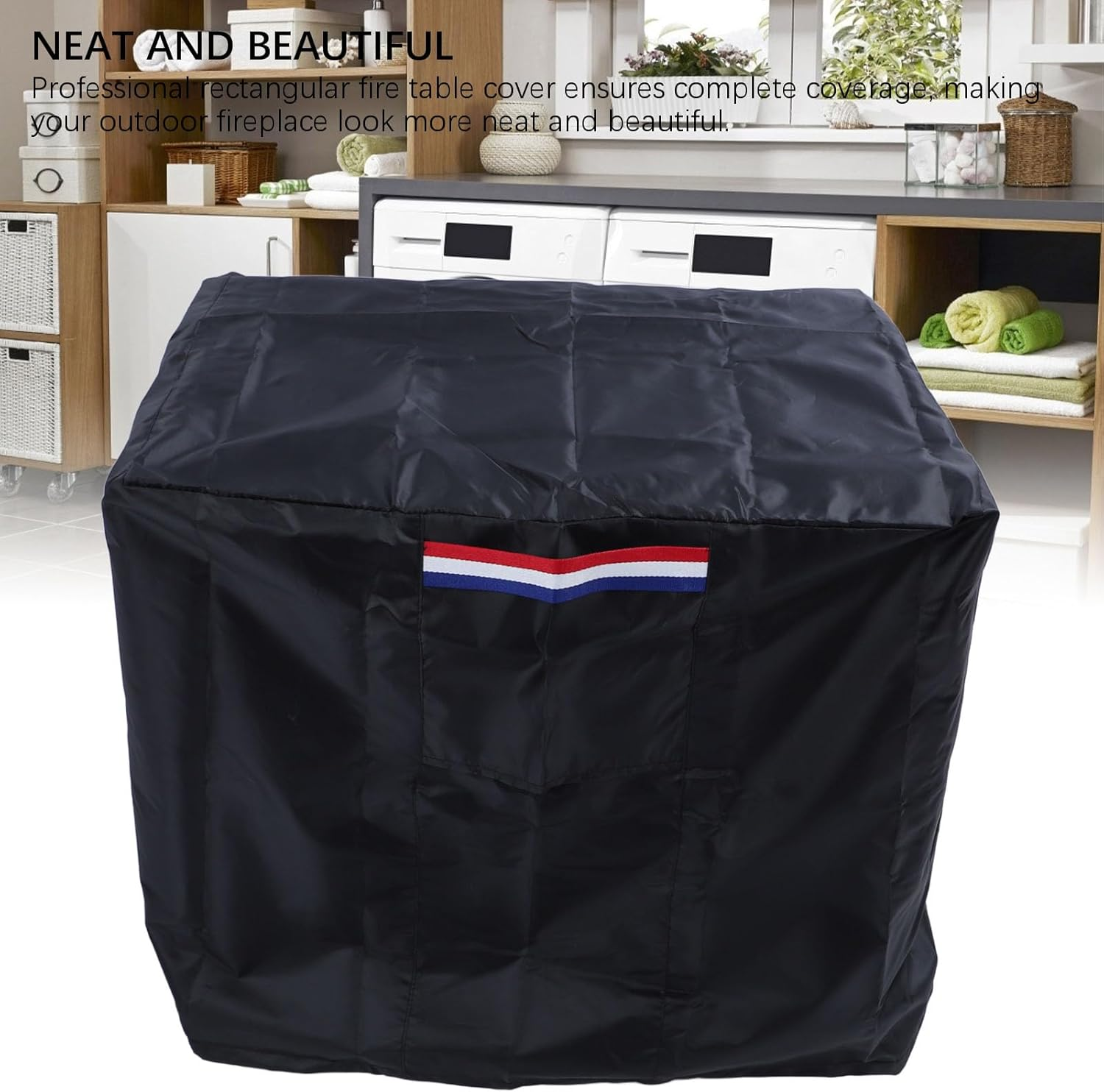 Large Rectangular Fire Pit Cover - 420D Silver Coated Waterproof UV Outdoor Fire Table Cover for Outdoor Patio Gas Fire Table image number 5