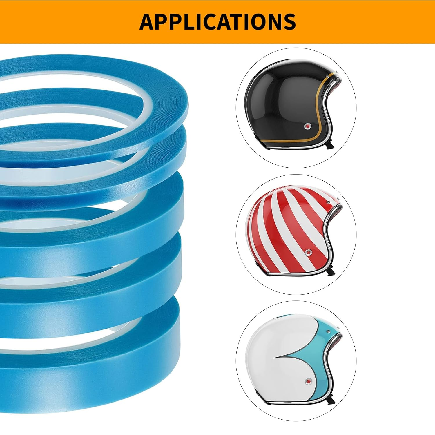 MAEZOE 5 Rolls Vinyl Pinstripe Tapes, Automotive Masking Painter Tapes 1/8, 1/4, 2/5, 1/2, 3/4 Inch Width, 33M Length, Thin Automotive Masking Tape for DIY Car Auto Paint Art image number 2