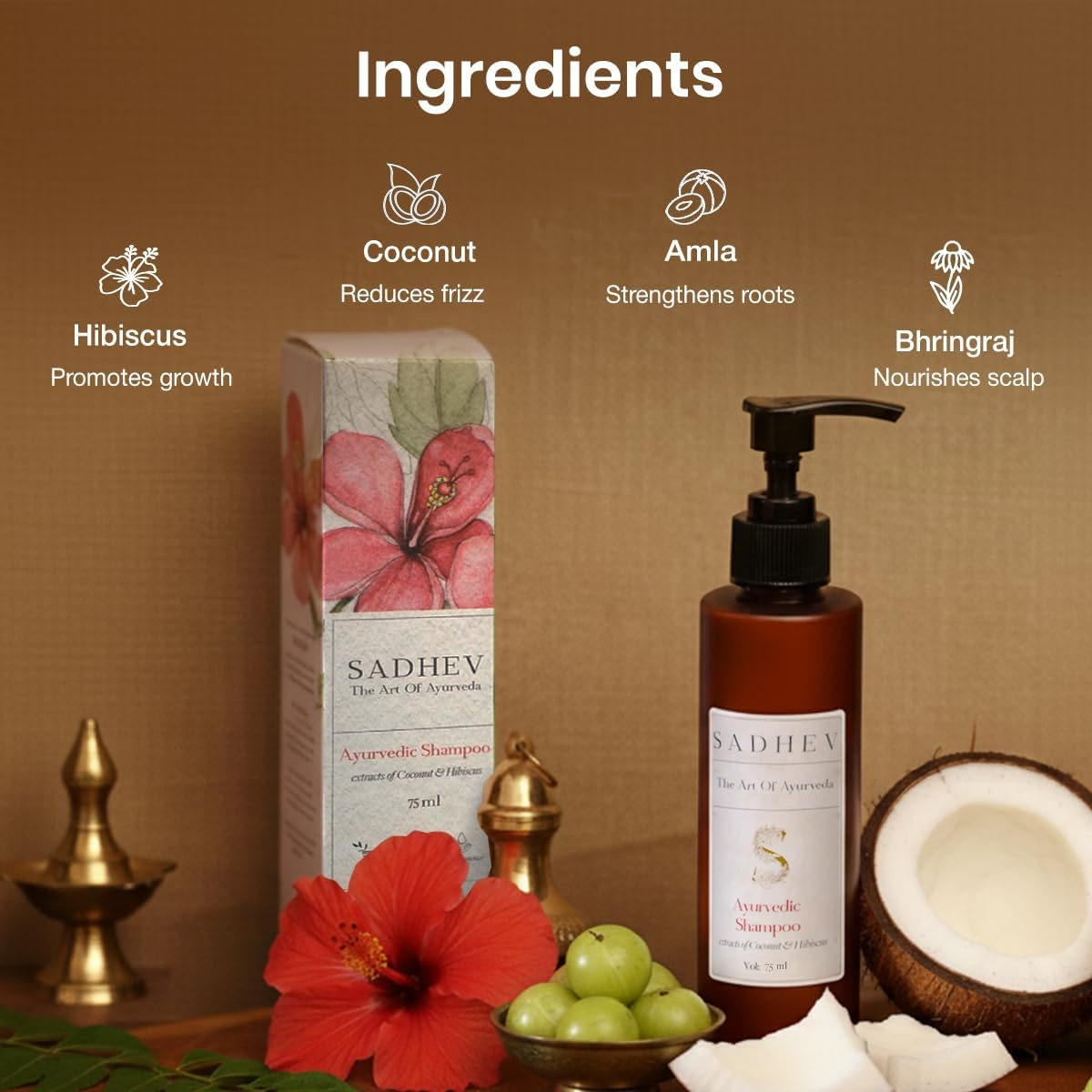 Sadhev - Ayurvedic Shampoo - Coconut & Hibiscus 75Ml