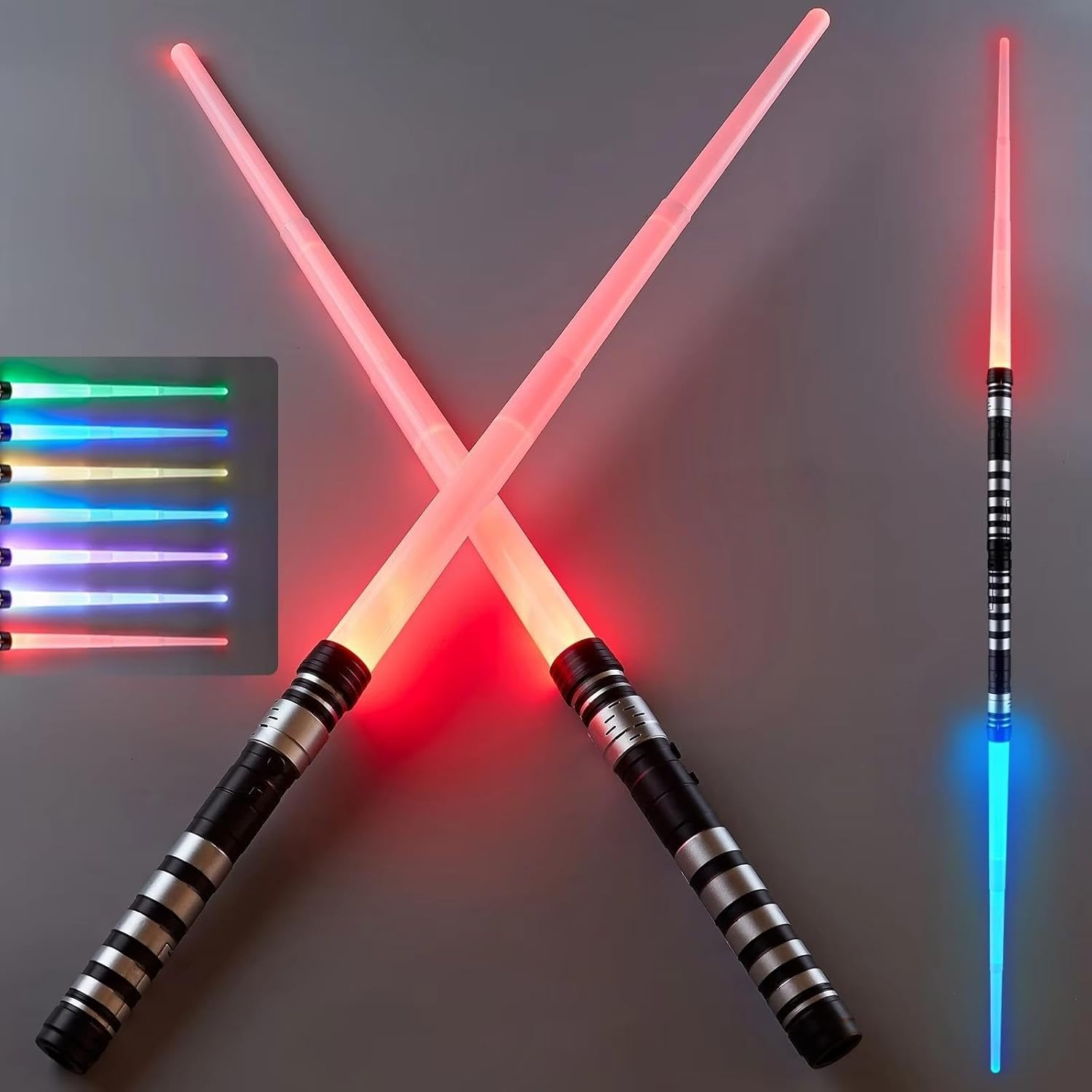 2 Packs Light up Sabers for Kids -7 Colors Retractable Power Sword with FX Sound(Motion Sensitive), Glowing Toys for Halloween Cosplay, Christmas Birthday Gifts for Boys & Girls image number 5