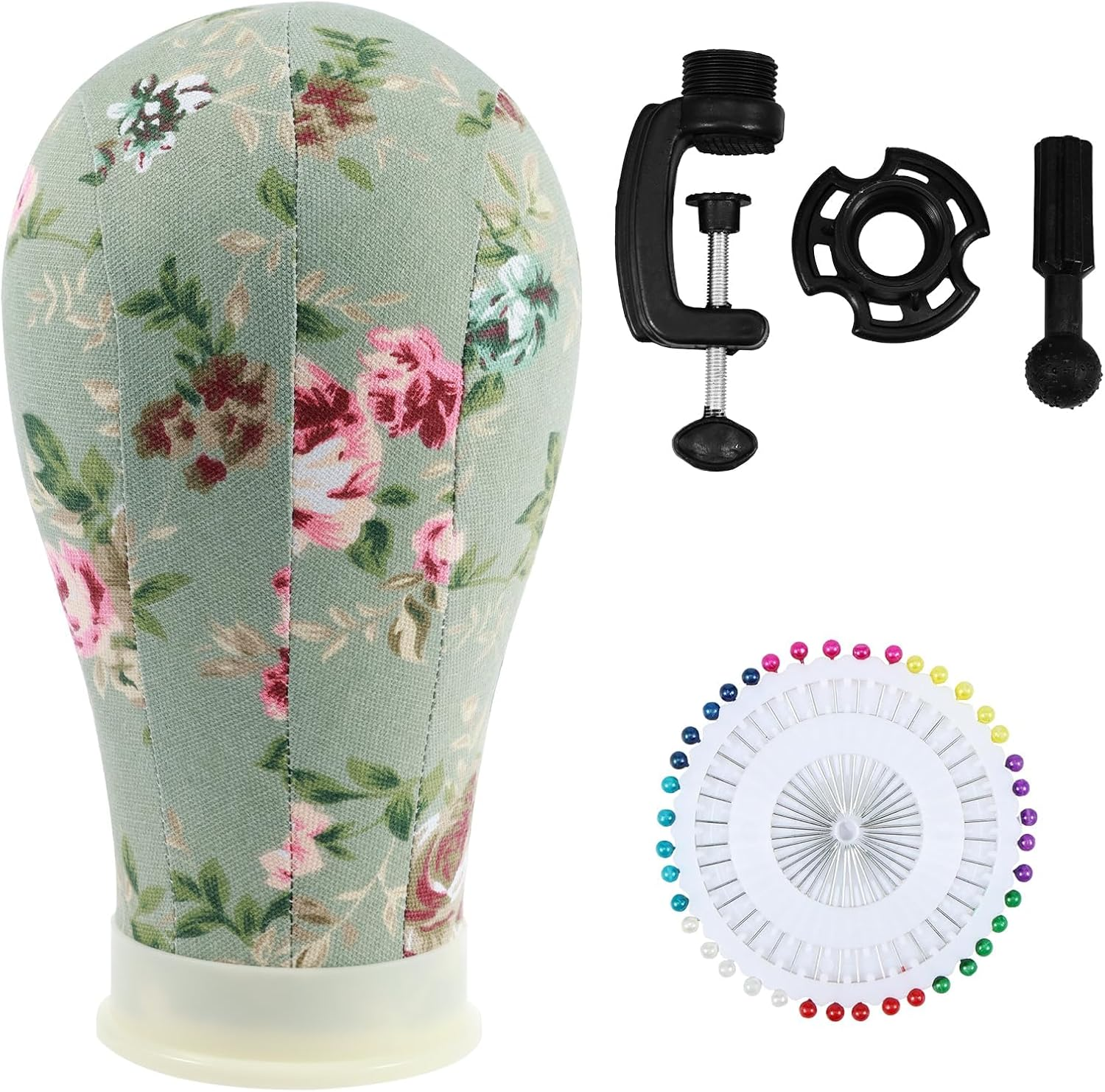 Canvas Block Head, 22Inch Wig Head Stand, Canvas Wig Head, Versatile Wig Block Head, Mannequin Wig Head, Styling Wig Head with Pins Wig Head Table Stand for Wigs Making Styling Display (Purple)