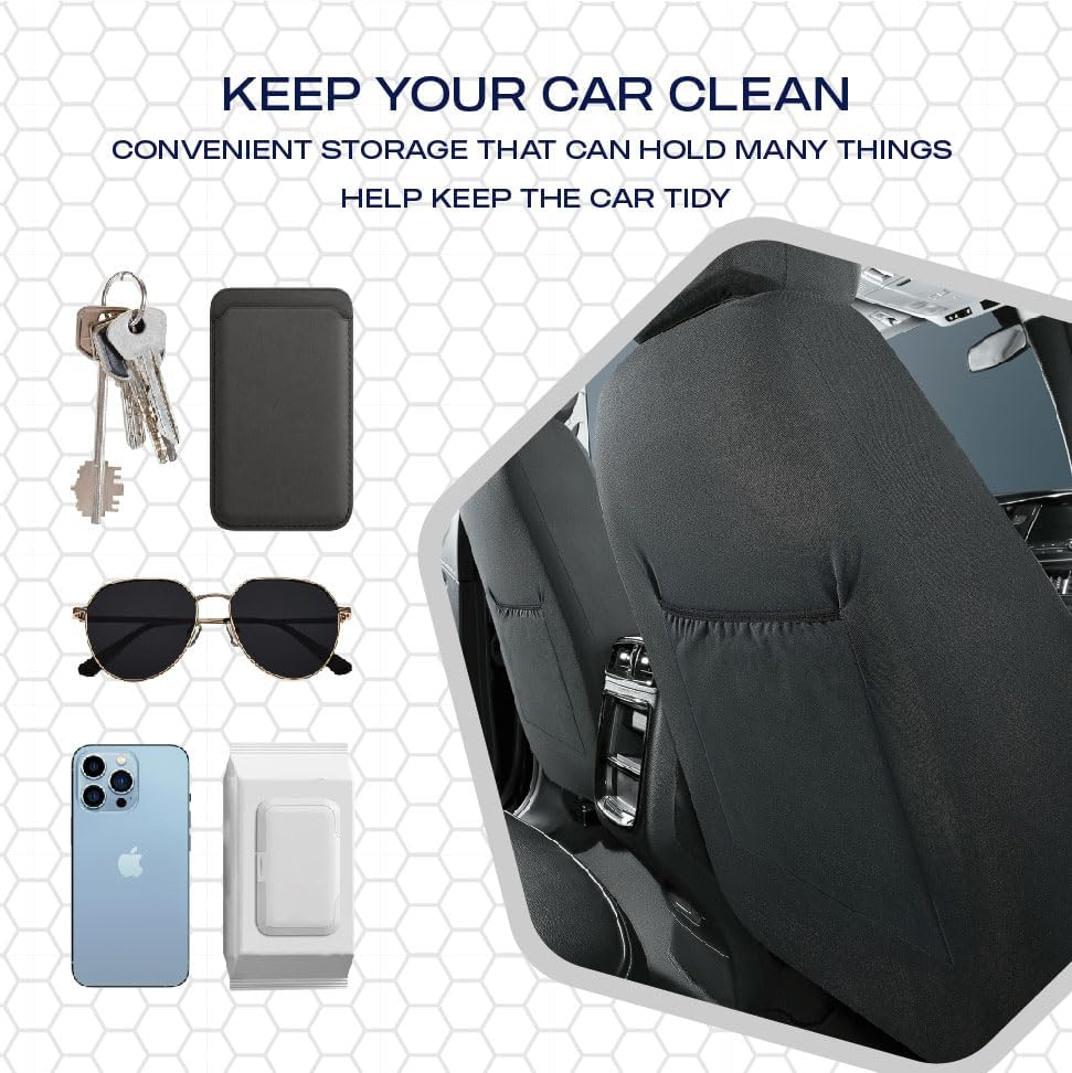 Skechers Air-Cooled Memory Foam Seat Covers,Mesh Thick Car Seat Covers,Piping Leather Car Seat Covers Front Seats,Airbag Compatible,Automotive Comfort Universal Fitmost Cars,Vans,Truck,Suv,Black image number 4