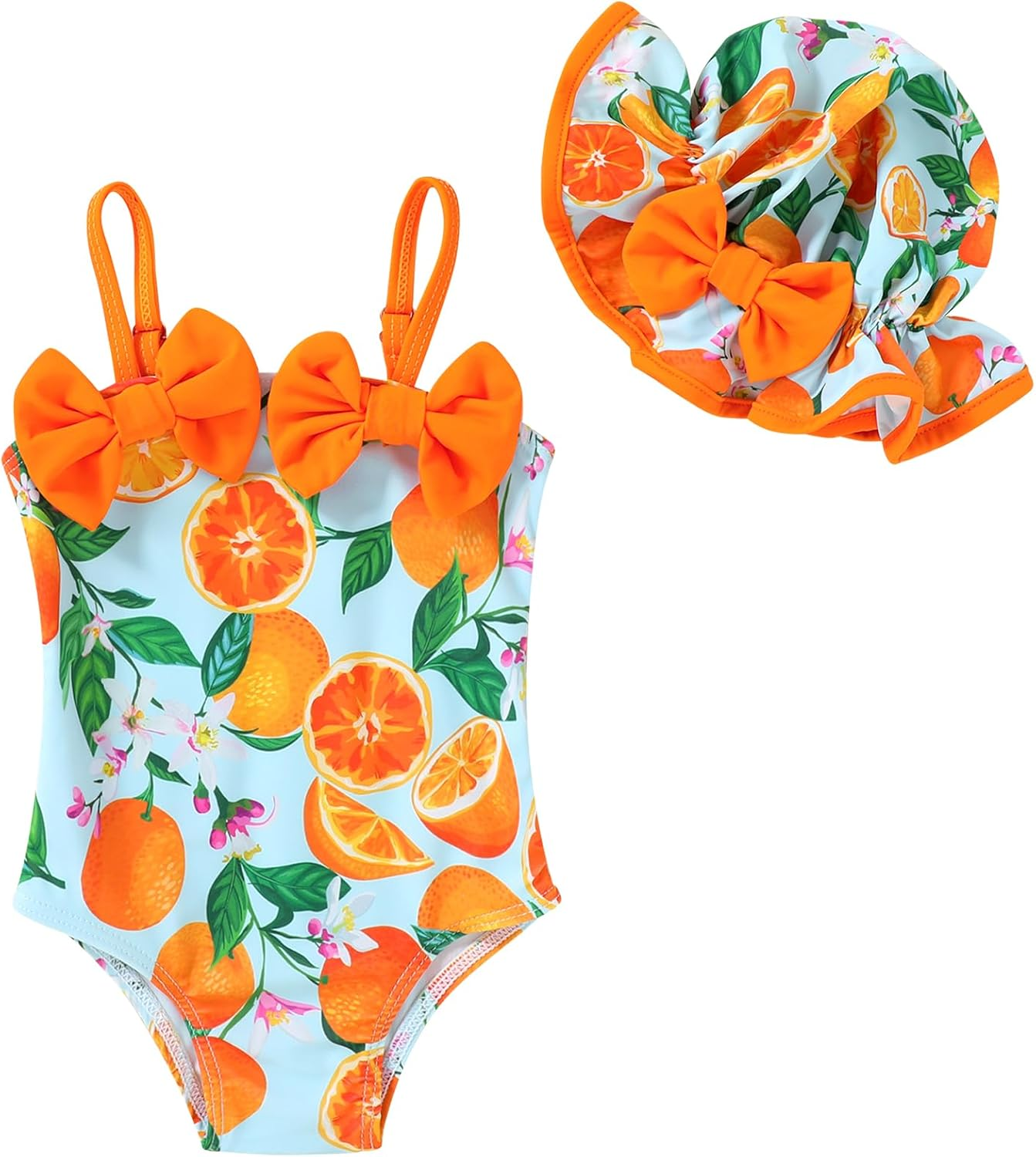 YOUNGER TREE Toddler Baby Girl Swimsuit Infant One Piece Bathing Suits with Hat Newborn Summer Beach Swimwear image number 1