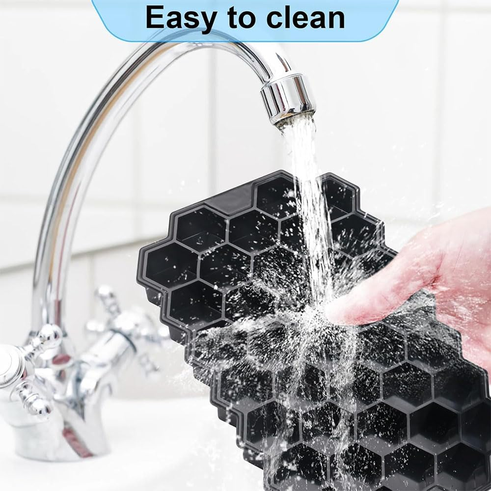 Silicone 37-Ice Cube Trays Molds with Sealing Lid Easy-Release Reusable Ice Cube for Bar,3 Packs Black.Green and Purple image number 2