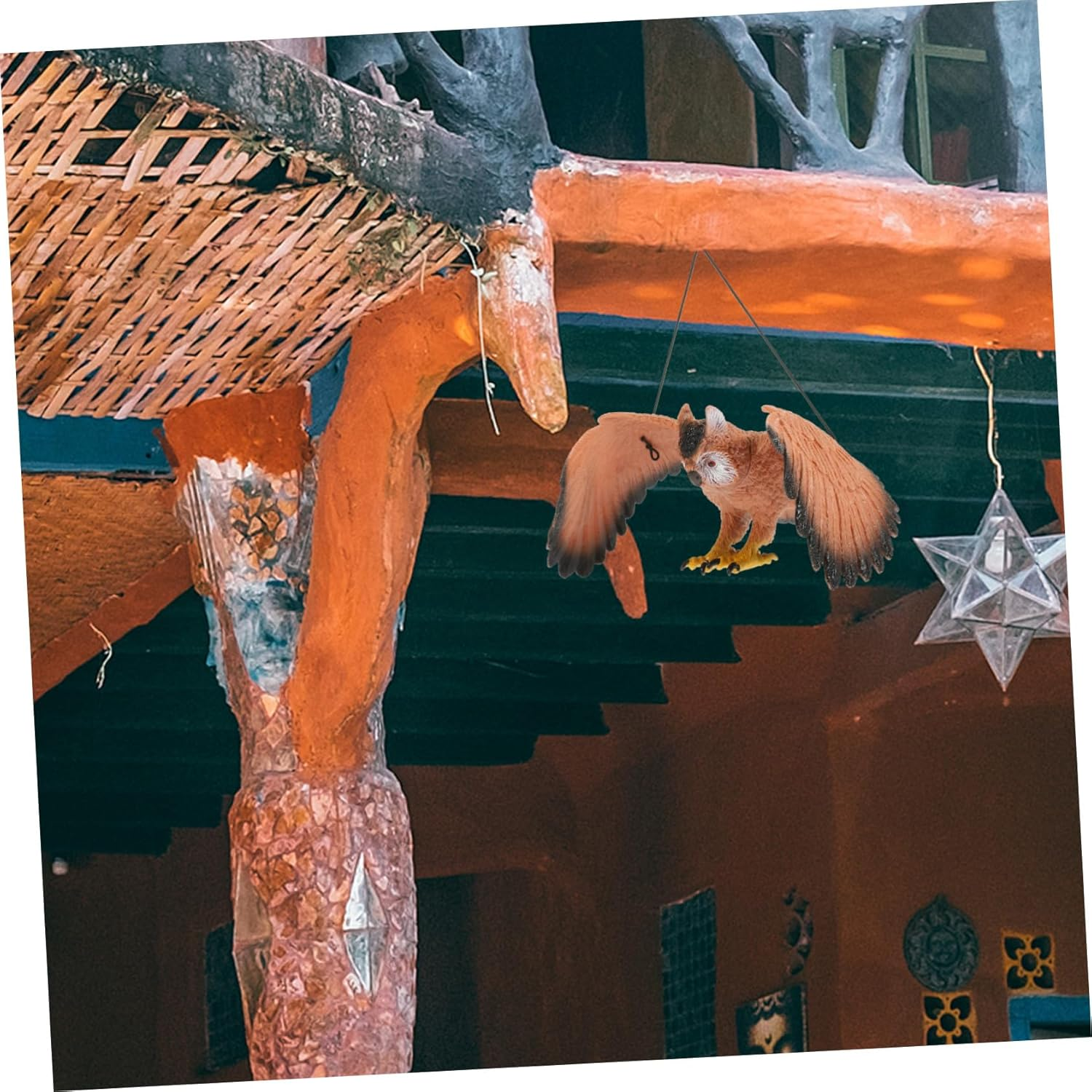 OFFSCH Hanging Rotating Owl Bird Deterrent Ornament Outdoor Garden Yard Bird Repellent Devices for outside Decorative Owl Statue for Pigeon Seagull and Bird Deterrents image number 3