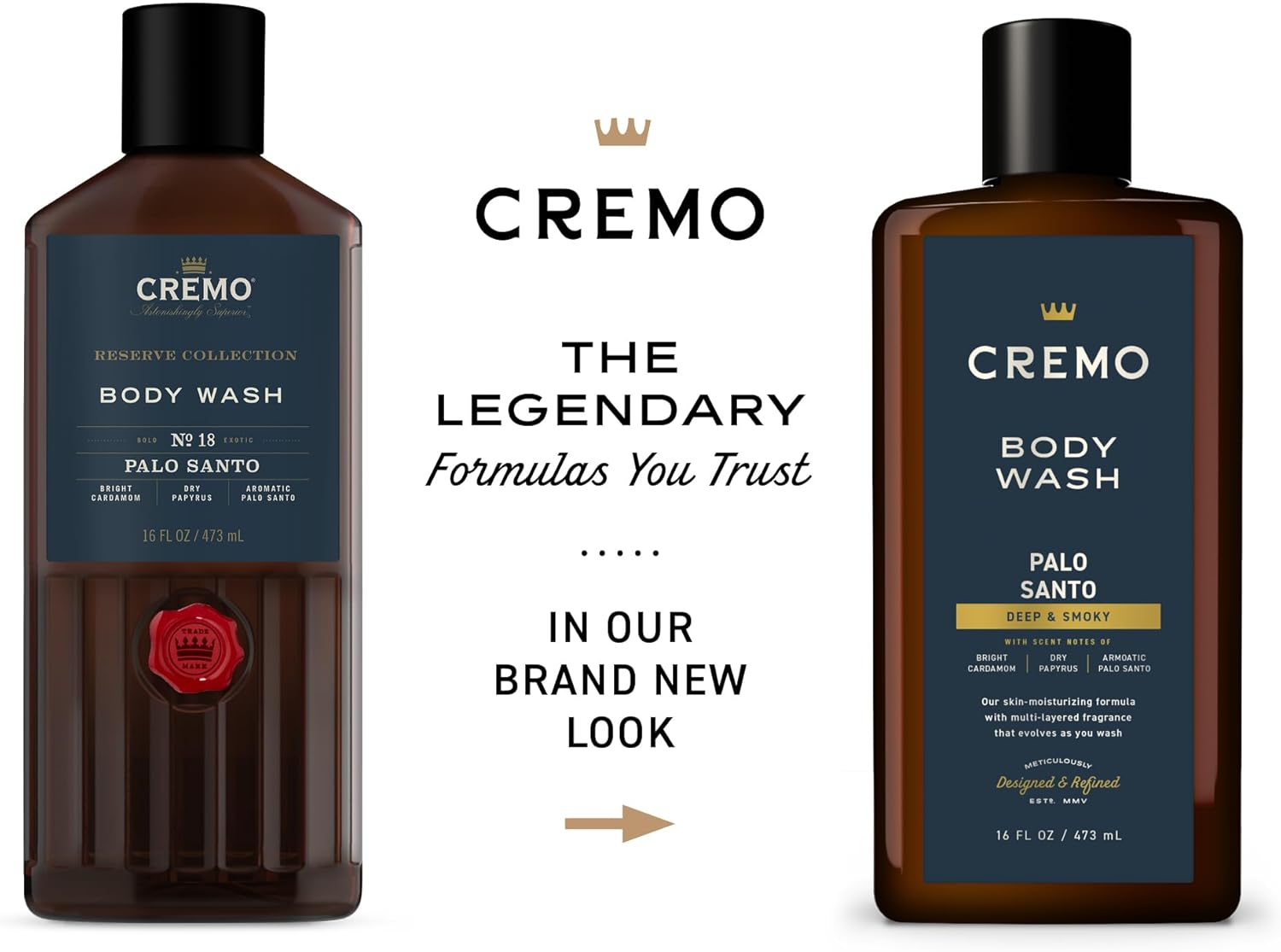 Cremo Rich-Lathering Palo Santo (Reserve Collection) Body Wash, Notes of Bright Cardamom, Dry Papyrus and Aromatic Palo Santo, 16 Fl Oz (2-Pack) image number 4