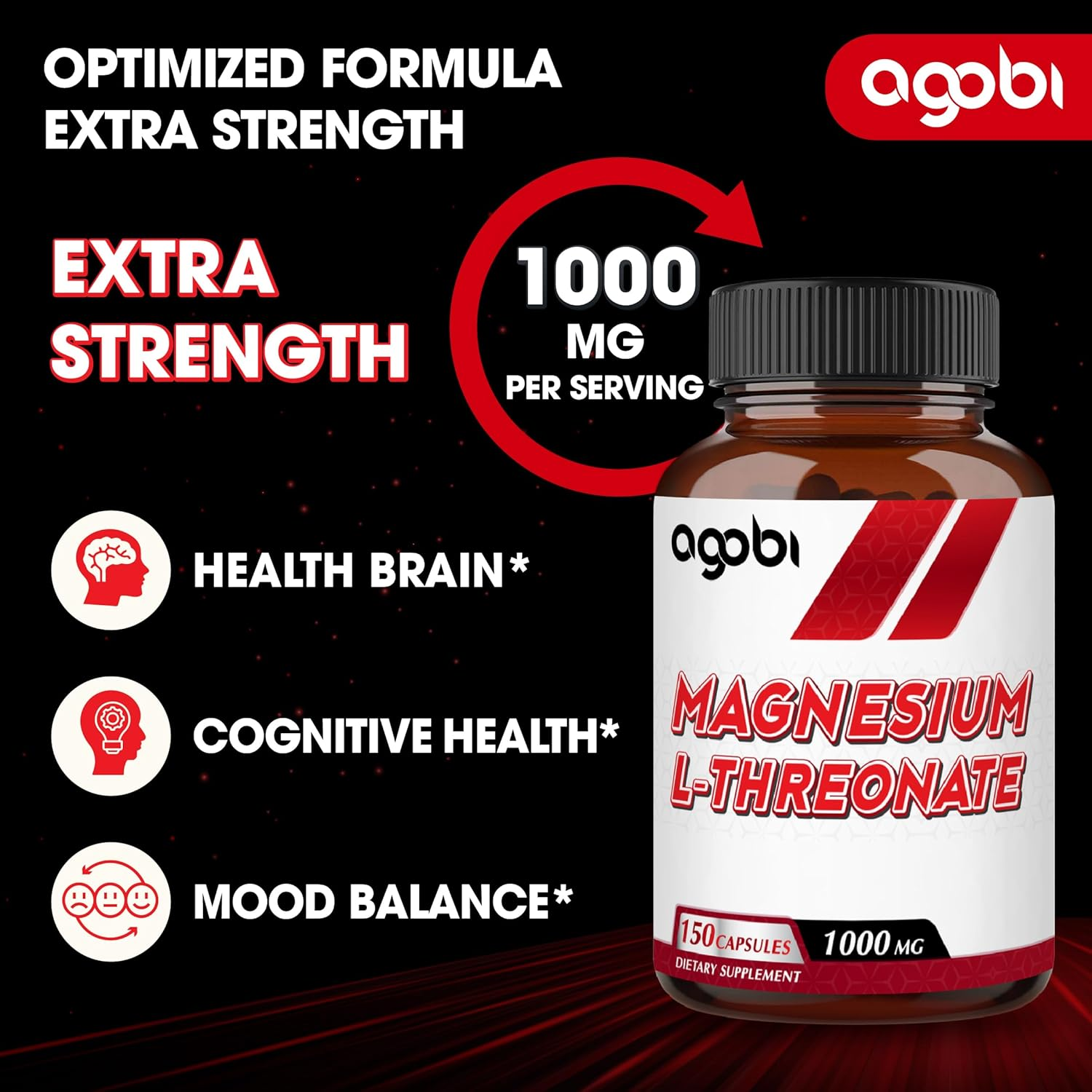 Agobi 1000Mg Magnesium L Threonate Supplement - 150 Pills - Strength Concentrated Formula for Comfortable Mind, Brain Health, Focus & Cognitive Support - Gluten-Free, Non-Gmo image number 5