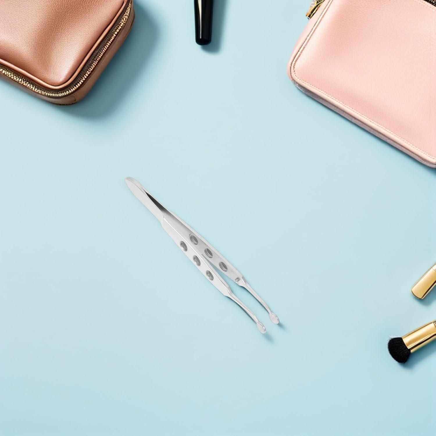 Beavorty 2Pcs Meibomian Gland Massage Forceps round Tip Stainless Steel Eyelid Care Tools for Dry Eyes Home Use