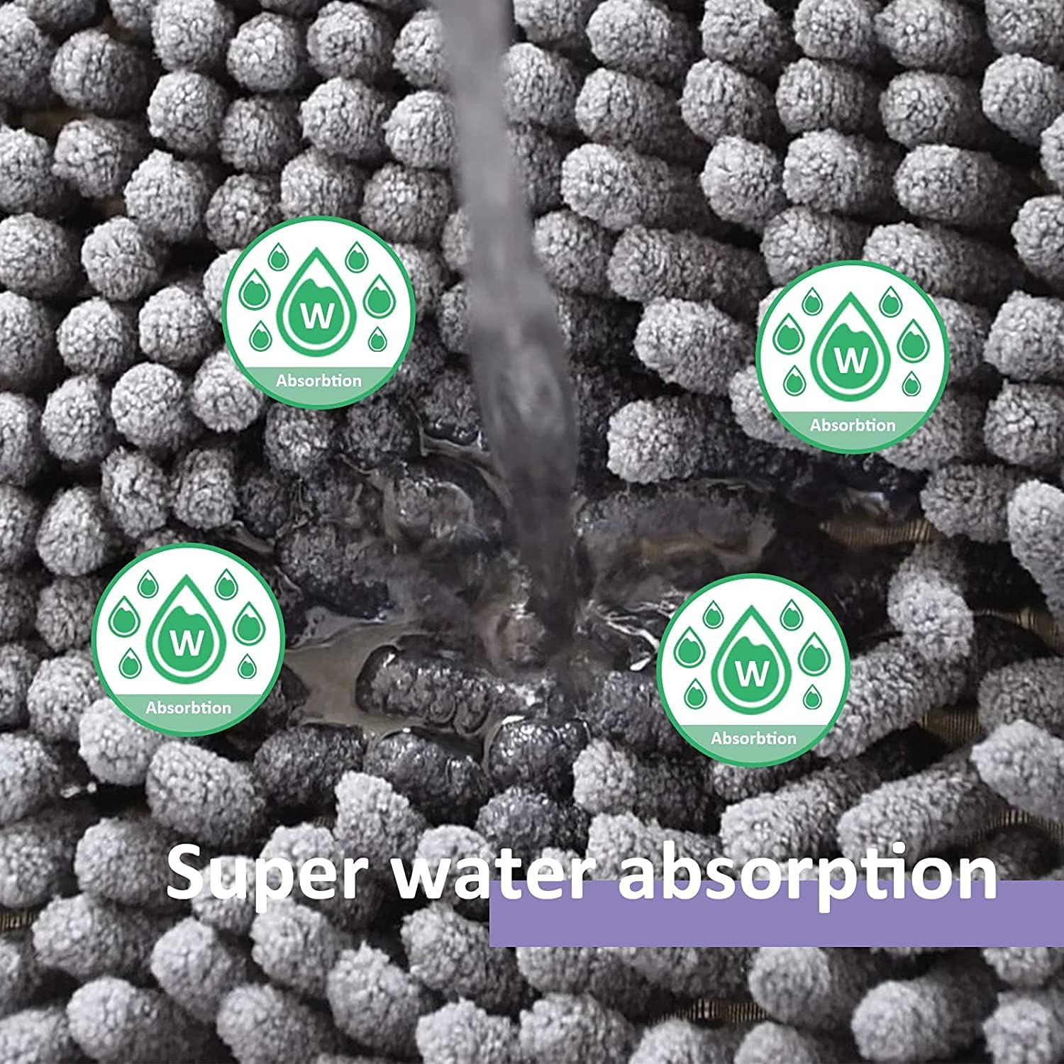 Bathroom Rugs Sets 2 Piece Plush Chenille Bath Rugs Non-Slip Bath Mats Absorbent Shaggy Rugs,Bathtub Mat, Gray Pet Dog Mats,Washable Bathroom Carpet for Tub, Shower, Washroom- 32X20 + 24X16 Inch