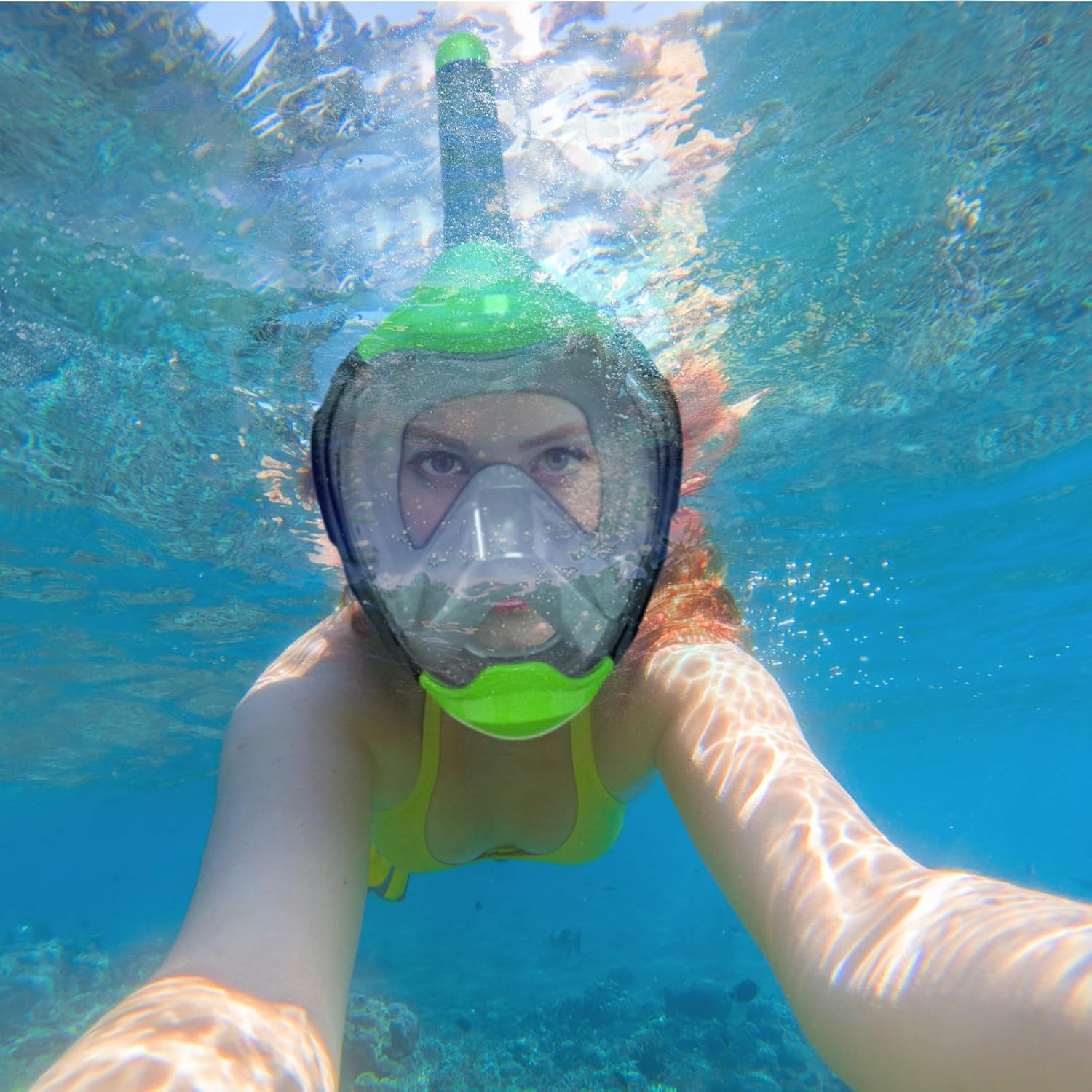 Emsina-Full Face Snorkel Mask Adult the Perfect Snorkeling Gear for Adults and Kids, Upgrade Dry Top Breathing System-New Flowtech Design- Foldable Panoramic View, anti Leak&Fog