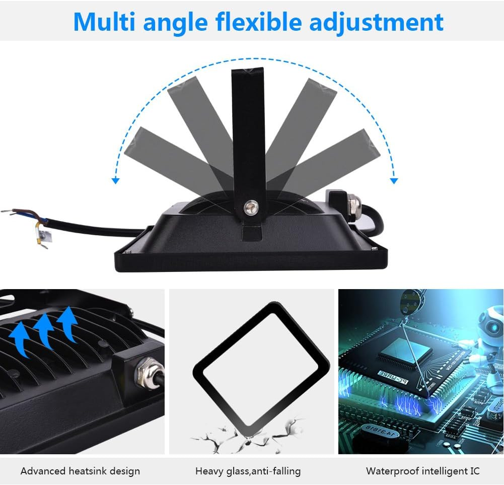 Papasbox LED Spotlight 12 V, 30 W LED Floodlight Super Bright 2400 LM Spotlight Outdoor Floodlight 3000 K Warm White, IP65 Waterproof Headlight for Garden, Yard, Patio, Square, Factory image number 5