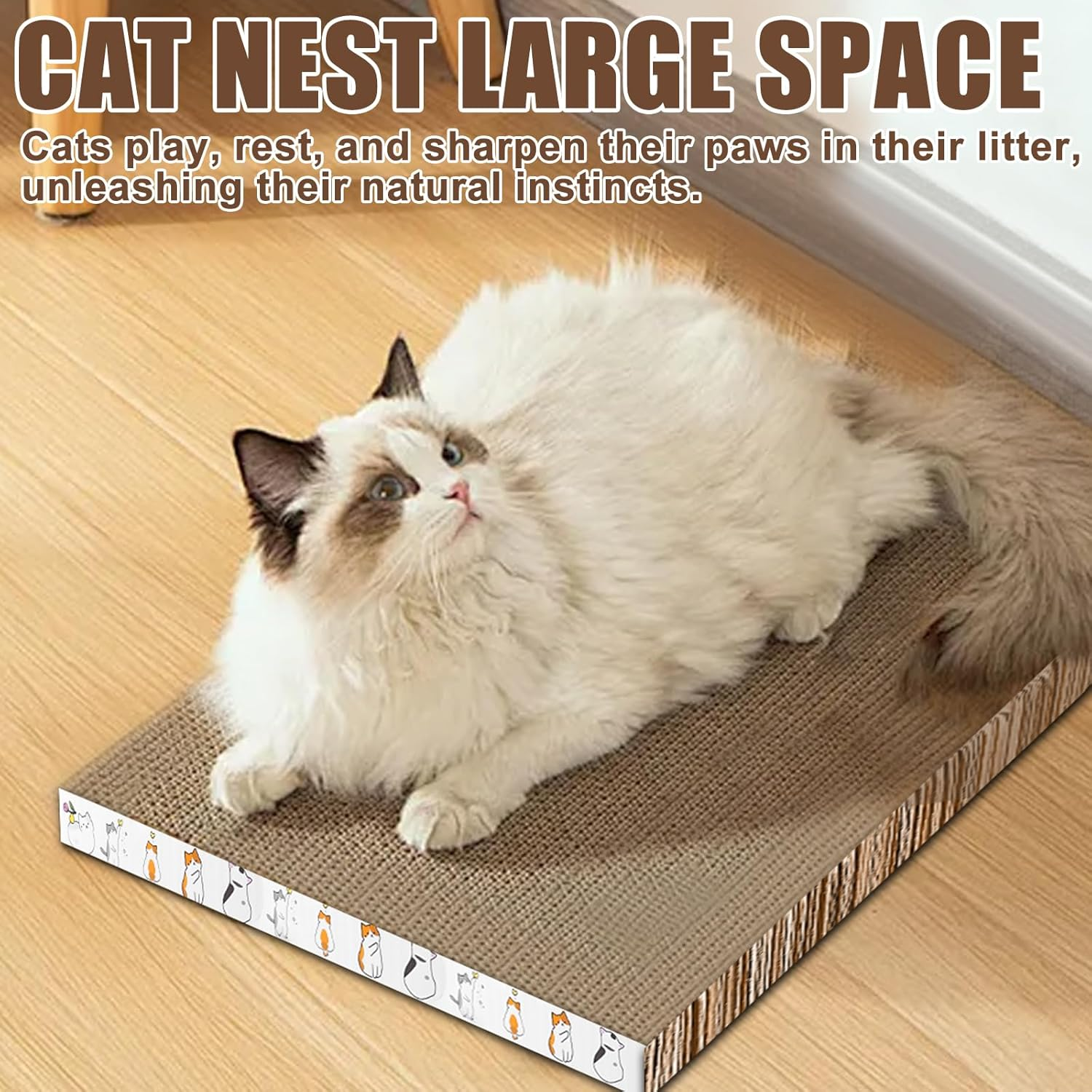 Pack of 3 Cat Scratching Boards, Corrugated Cardboard Scratching Boards Cat, 21 X 21 Cm, Square Scratching Board for Cats, 3.3 Cm Thick Cat Scratching Mat, Available on Both Sides, Cat Scratching image number 4