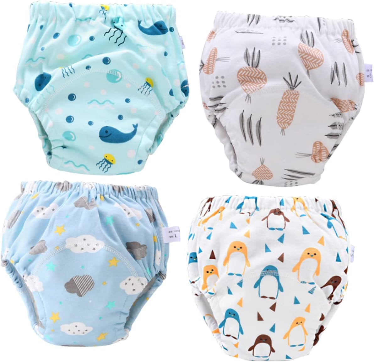 4Pcs Cotton Training Pants for Toddlers Breathable Diapers Nappy Pants Potty Learning for Boy Girl Washable image number 1