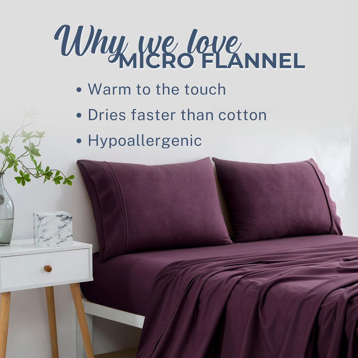 Dreamaker Ultra Soft Micro Flannel Sheet Set Single Bed - Flannelette Alternative Fade & Wrinkle Resistant Warmth & Cosy Winter Bedding Sheets Flat Sheet, Fitted Sheet, Pillowcase - Cherry