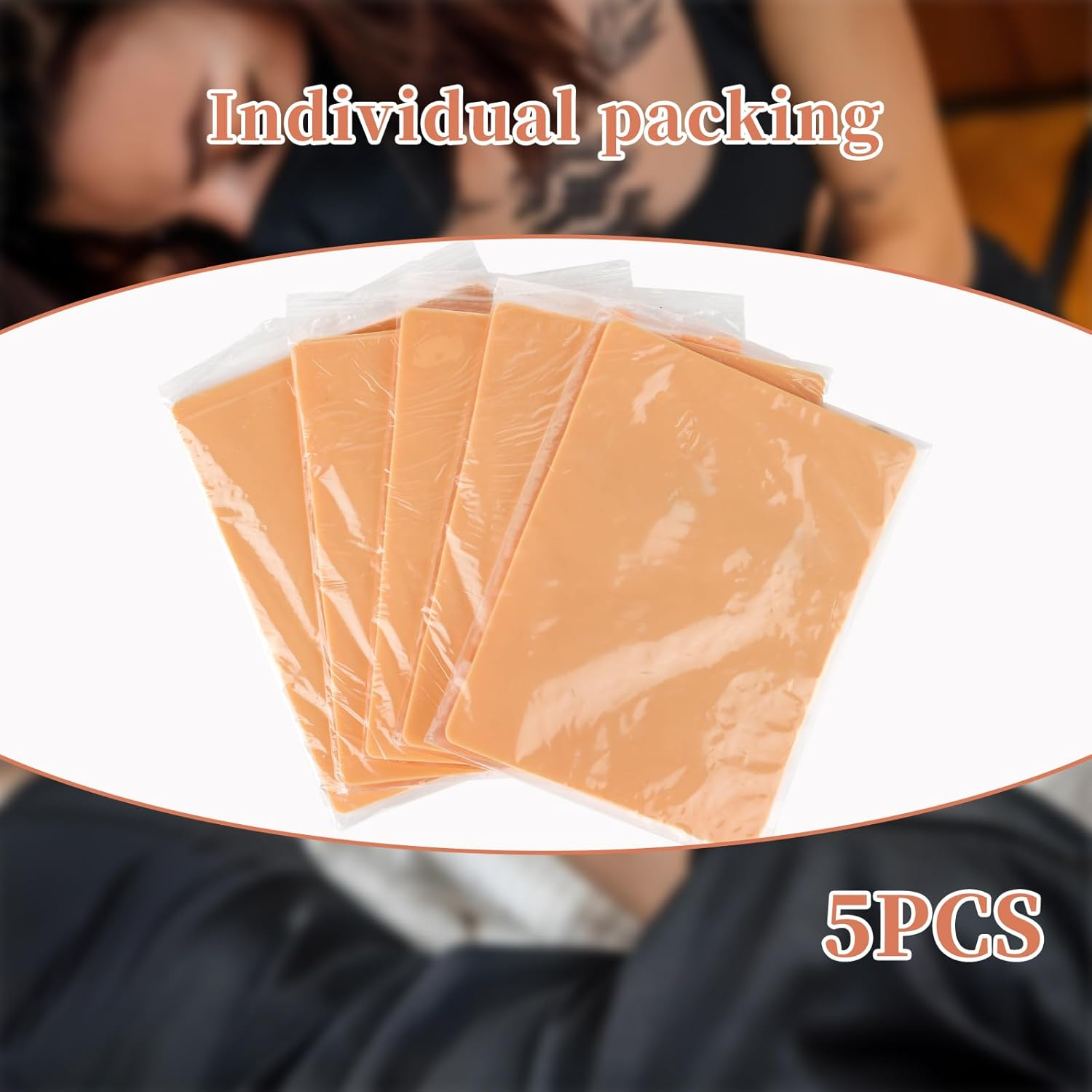 Varildibao 5 PCS Tattoo Practice Skins, 8" X 6" Double Sided Tattoo Fake Skin image number 3