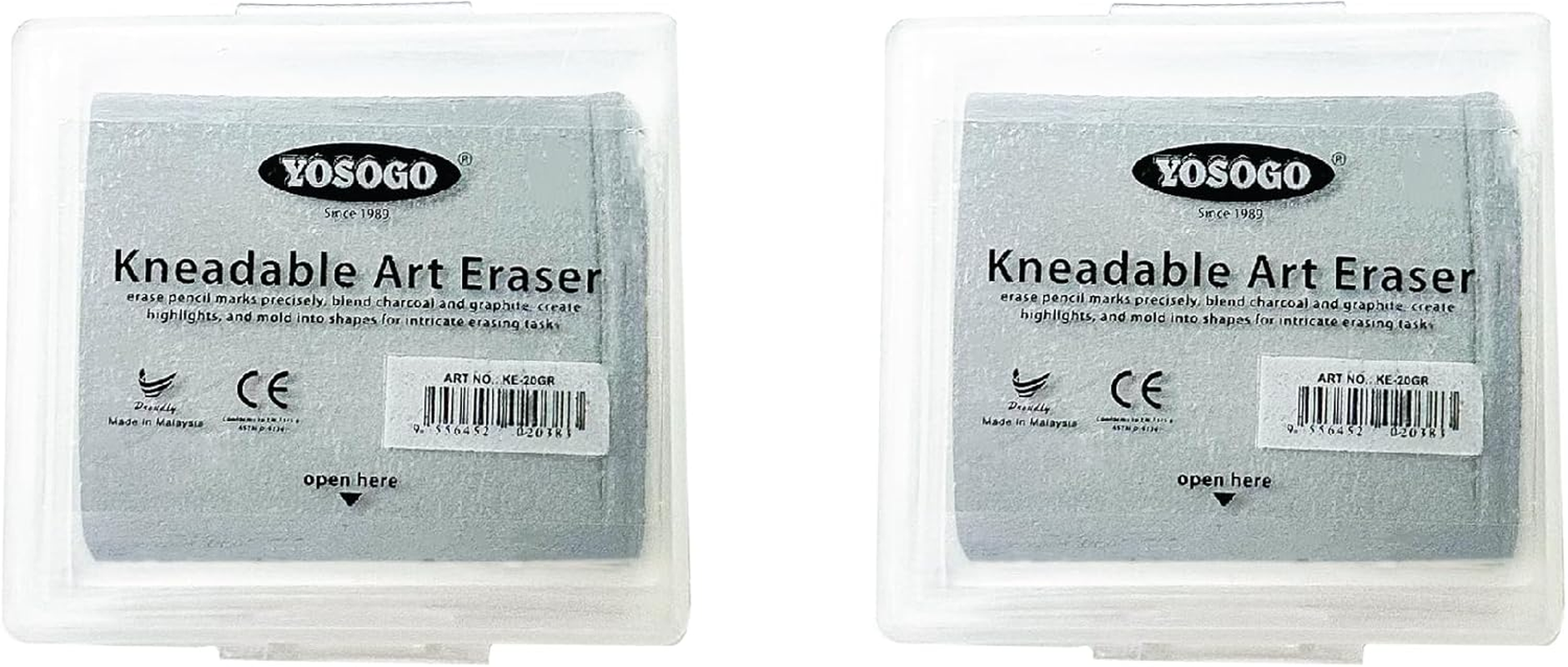 Yosogo Kneadable Art Eraser with Case (Grey, 2)