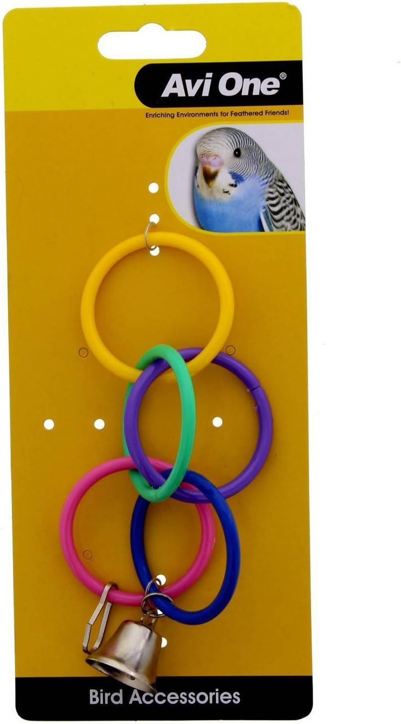 Bird Toy Olympic Ring with Bell Bird Aviary Toy Health Interactive Cage Ornament image number 1