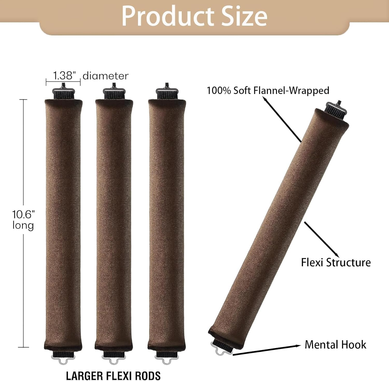 3PCS Heatless Curlers,Heatless Curlers Headband,Hair Curlers No Heat,Overnight Blowout Flexi Rods for Hair,Soft Velvet Heated Rollers for Medium Length/Long Hair image number 1