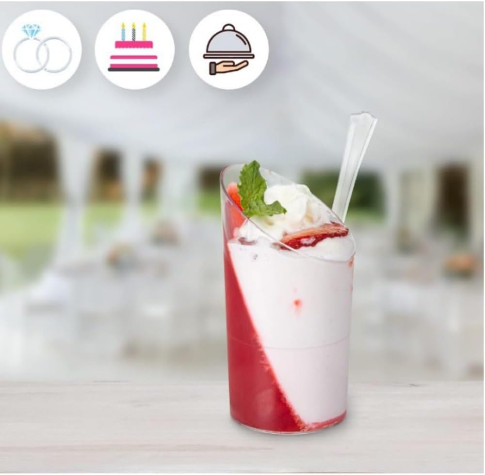 DACUAN 50Pcs Dessert Cups,Small Reusable,For Mousse, Pudding, Ice Cream, Desserts, Drinks, Washable Clear Dessert Cups for Mousse.（Round） image number 4