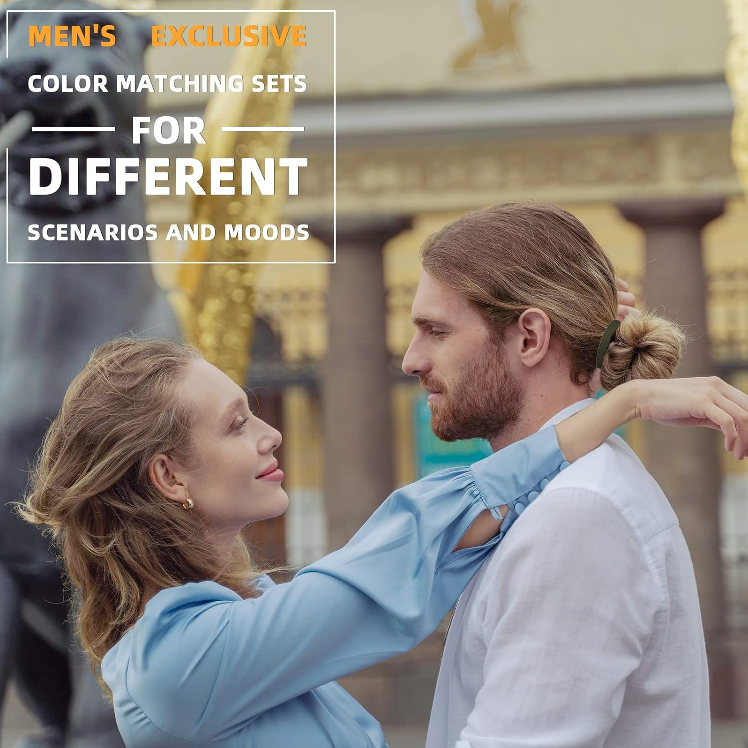 Juexica 30 Pcs Knotted Mens Hair Ties, Elastic Flat Man Bun Hair Tie for Men, Hair Ties for Long Curly Long Hair (Multicolored) image number 3