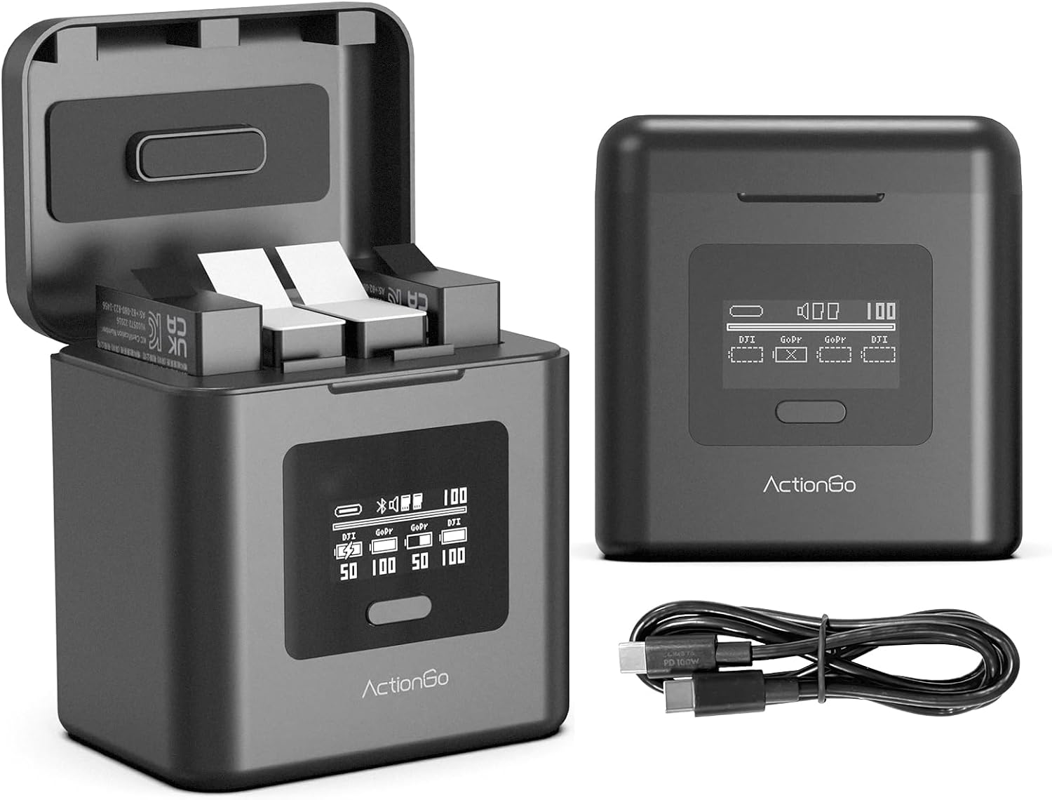 LIMETA Actiongo Compatible with Dji Osmo 360/Action 6/5 Pro/4/3,Gopro Hero 12-5,7000Mah Battery Power Bank+4-Channel Battery Charger for DJI Osmo Action 6,Osmo Action 5 Pro,Osmo Action 4,Osmo Action 3 image number 5