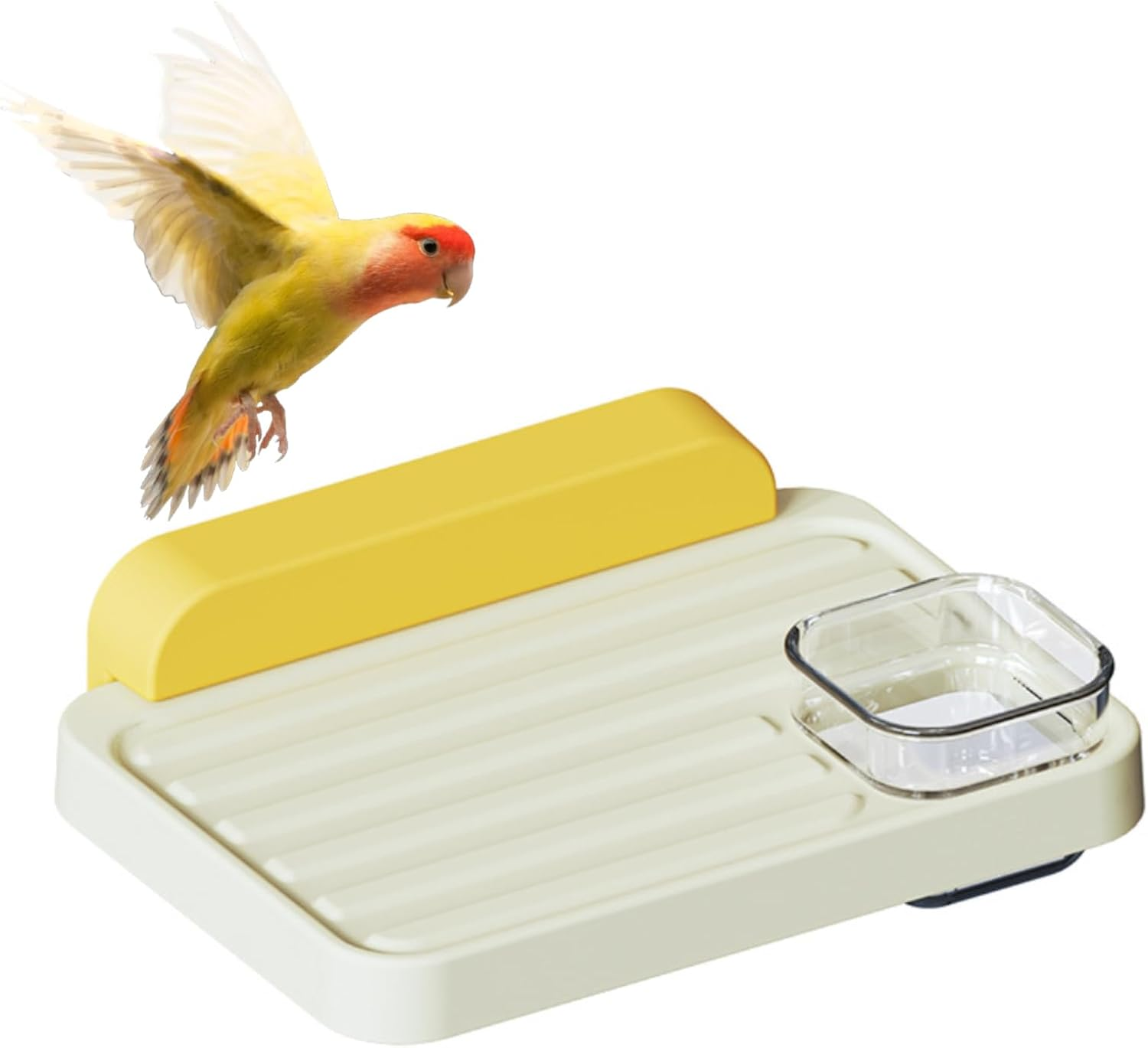 SUSOO Bird Perch Platform with Feeding Cup, Easy Clean Birds Stand for Pet Cage Accessories for Parrots, Parakeet, Budgie, Conure,Love Birds & Cockatiel,Stick-On Window Bird Feeder for Interaction Toy