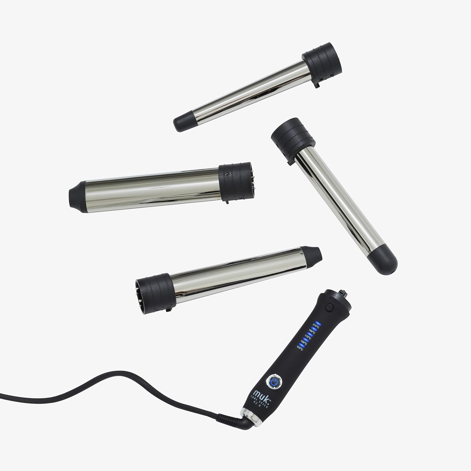 MUK. Curl Stick V 2.0 Hair Curler Set - 4 Interchangeable Titanium Barrels for Various Curls & Waves. Curling Iron with 5 Heat Settings & Ion Technology. Curling Wand Kit image number 1