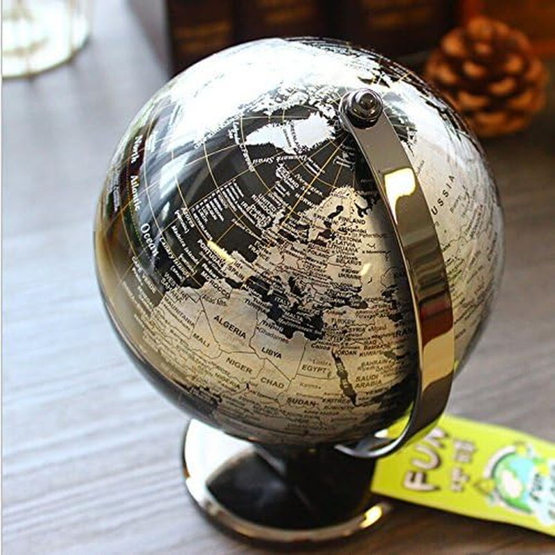 5 Inch Diameter Black SEA Vintage World Globe Antique Decorative Desktop Geographic Globe Rotating Earth Geography Globe Educational Globe Kids Gift image number 5