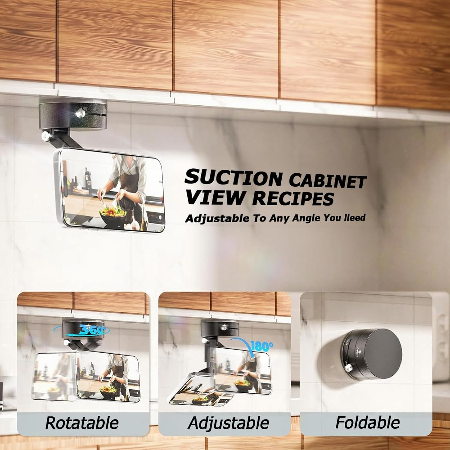 Vacuum Magnetic Phone Holder, 2025 New Foldable & Retractable Car Mount, 360&deg; Adjustable Suction Cup Stand for Iphone 16/15/14/13/12 & Suction Phones, Idea for Car/Mirror/Gym/Smooth Surfaces (Black)