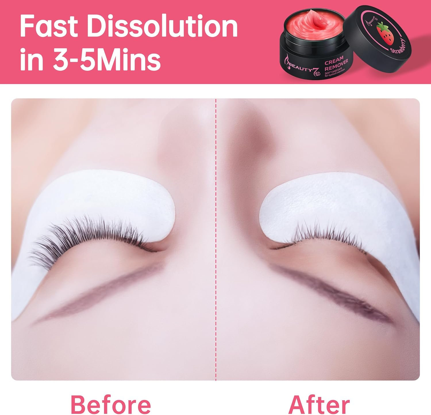 Beauty7 Eyelash Extension Remover Cream Lash Removal Cream Safe Fast Remove Eyelash Glue Low Irritation Pink 5G image number 5