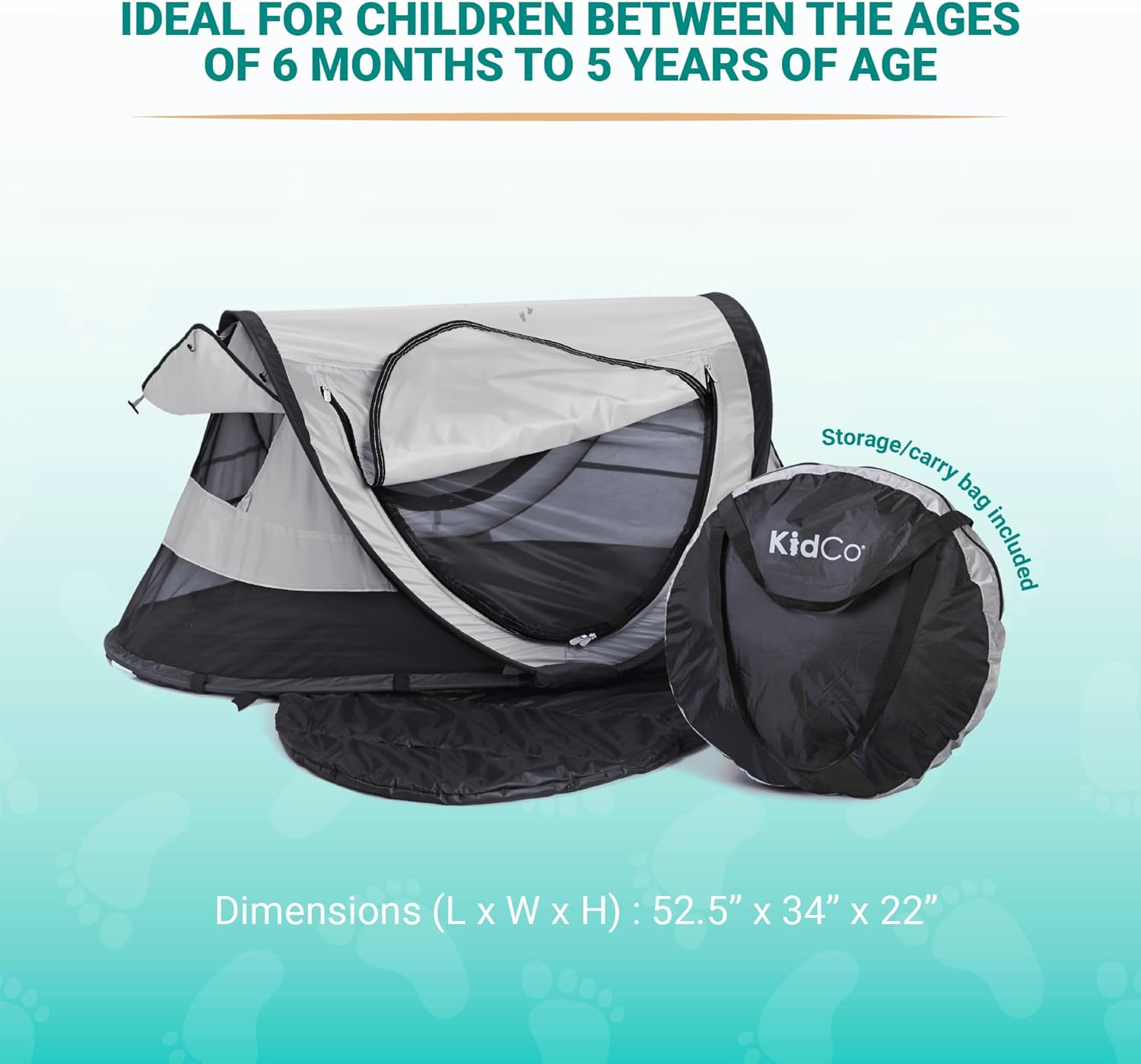 Kidco Peapod plus Portable Pop up Toddler Baby Childrens Indoor Outdoor Travel Bed Tent with Mesh Windows for Camping, Beach, and Vacation, Midnight image number 6