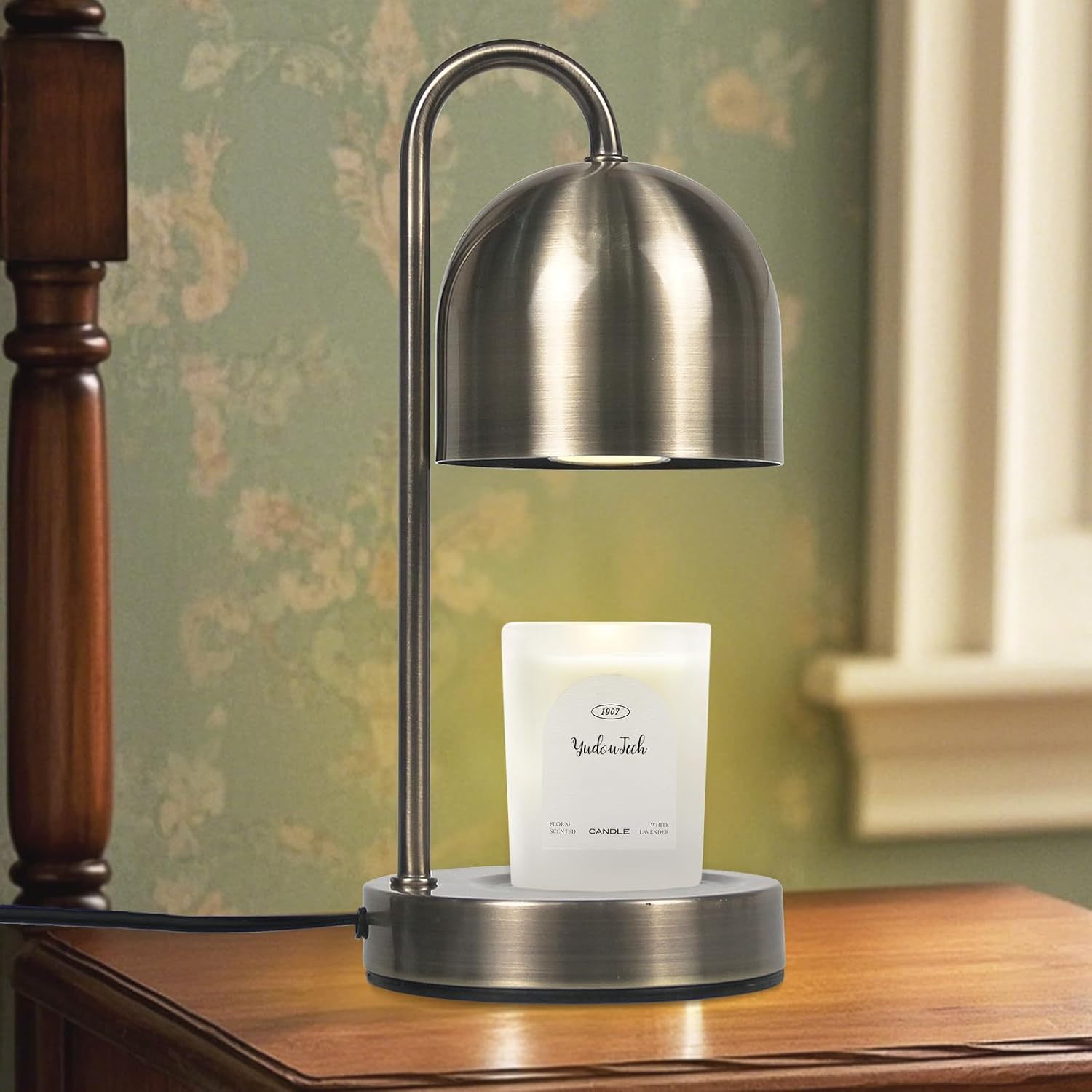 Yudoutech Dimmable Candle Warmer Lamp - Copper Metal Candle Wax Warmer with 2 * 50W Bulbs, Timer & Dimmer, Perfect for Bedroom and Living Room Decor