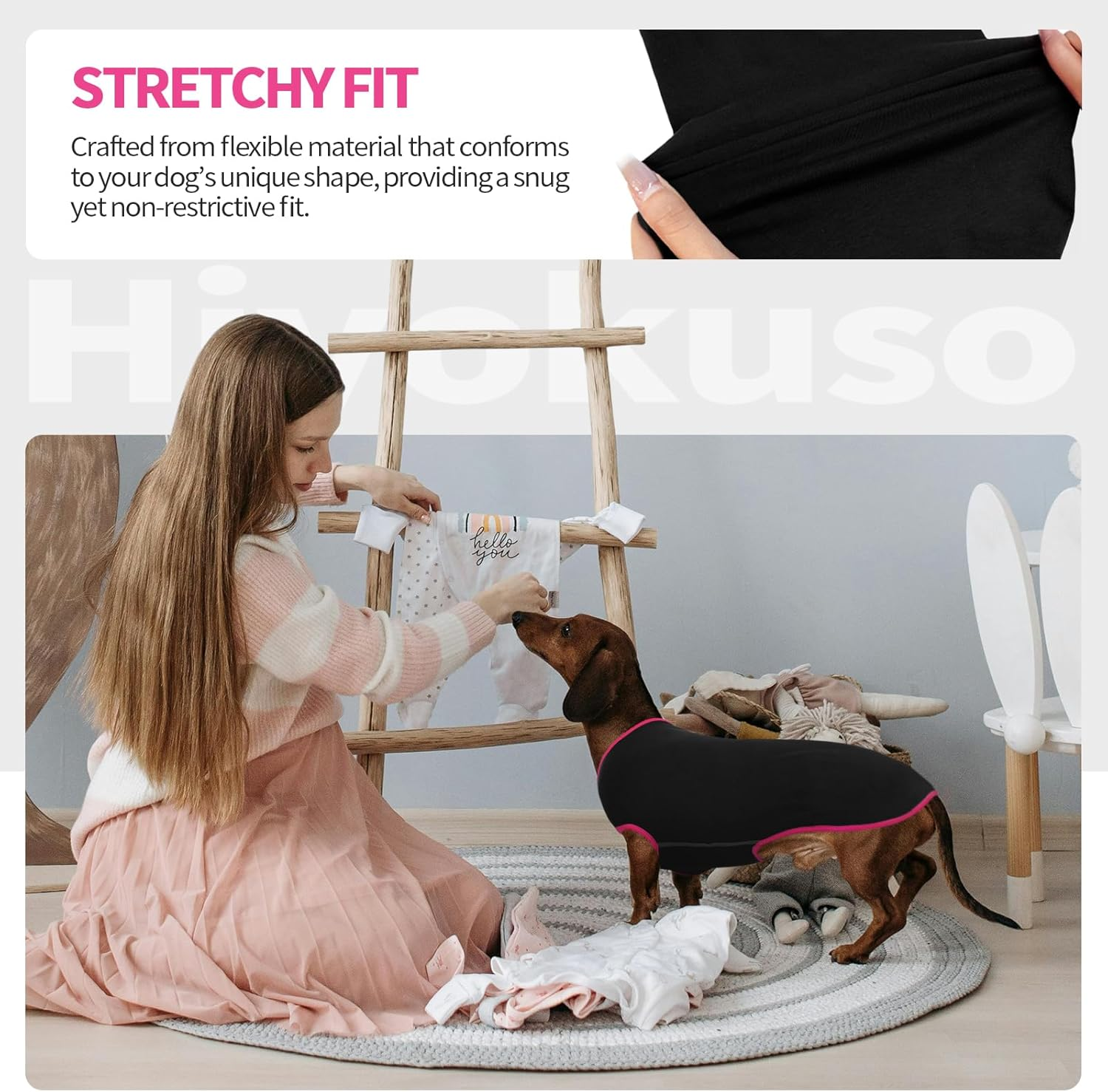 Hjyokuso Dachshund Jumper, Soft Elastic Dachshund Fleece Pullover for Mini Sausage Dogs, Lightweight and Breathable for Home Use or Outdoor Walks, All-Season Wear, Black XS image number 5