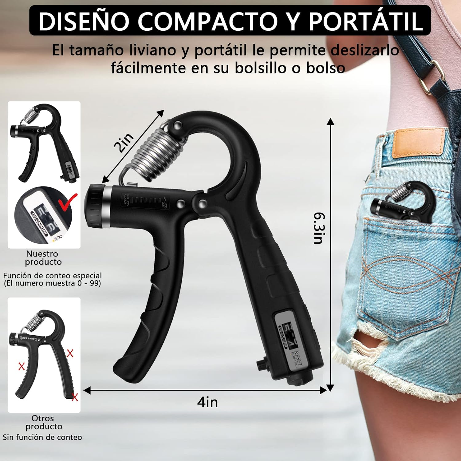 Spardar Electronic Counting Grip Strengthener with Double Spring, 5-165 Kg Adjustable Forearm Exerciser, Advanced Gripper for Strength/Recovery/Knuckle Training for Men and Women image number 3