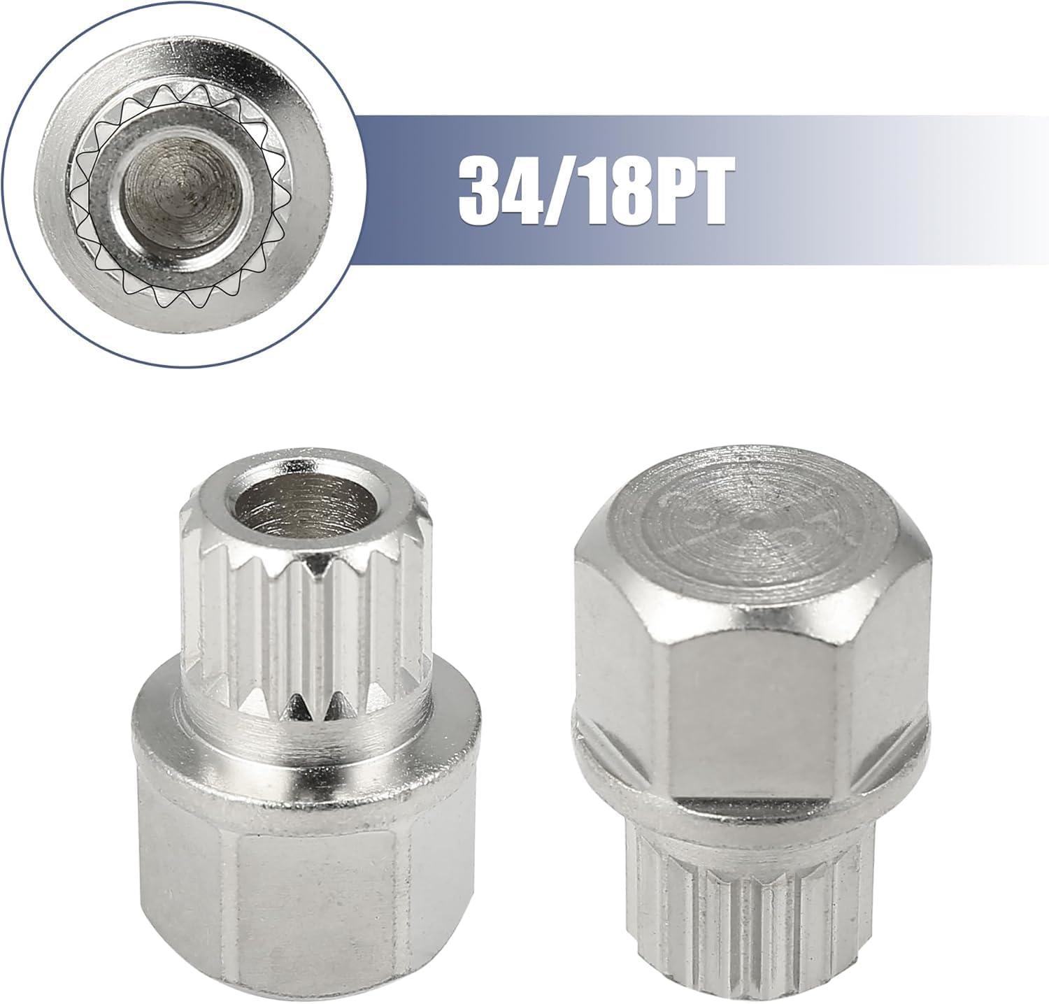 34/18PT Car anti - Theft Hollow Wheel Lock Lug Nut Screw Removal Key Socket for BMW 1, 3 and 5 Series Vehicle Tyres Accessories(Silver) image number 1