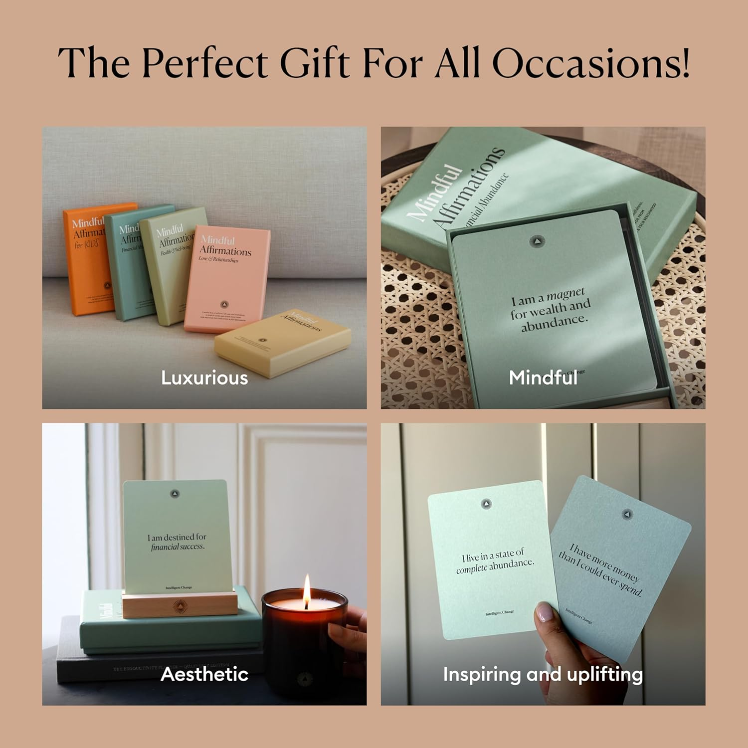 Intelligent Change Mindful Affirmation Cards for Financial Abundance, Daily Words of Inspiration, Self Affirmation Inspirational Gifts, Positive Affirmations with Display Stand, Deck of 52 image number 3