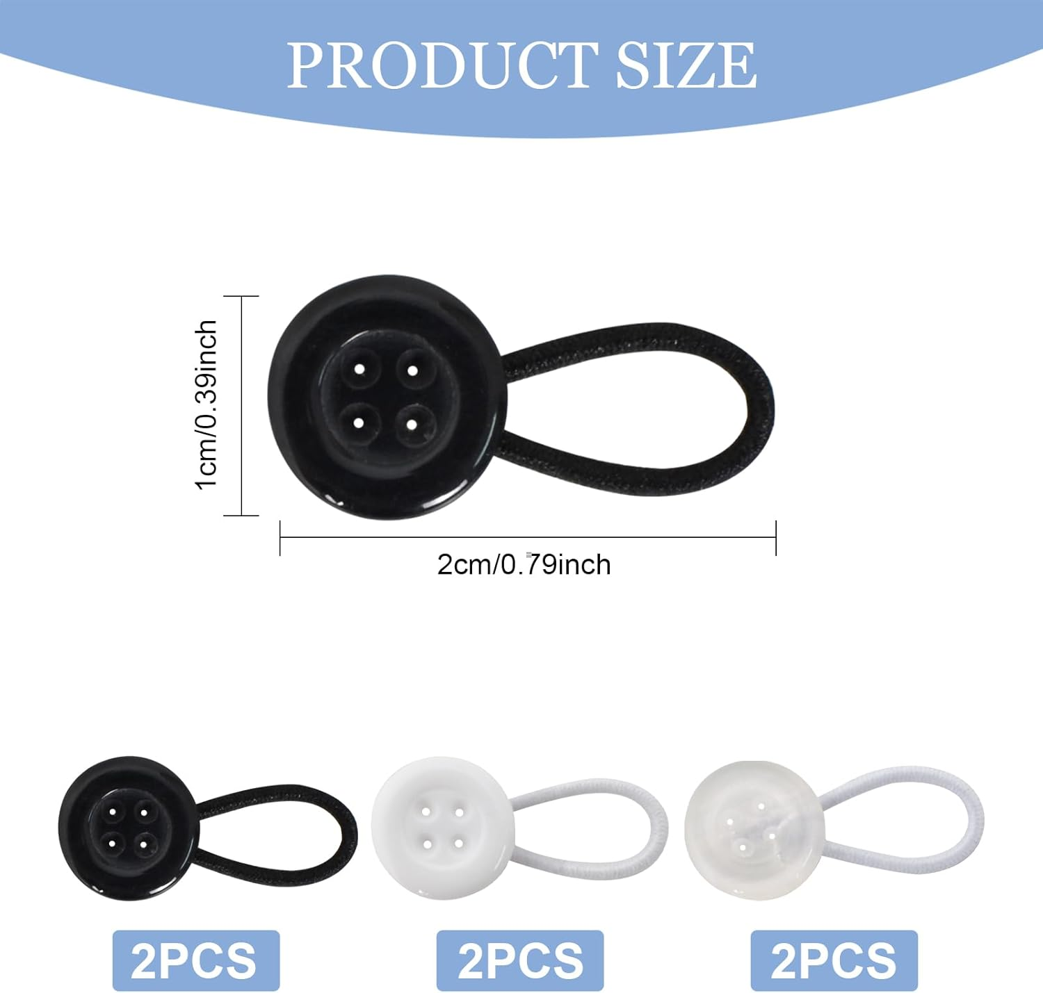6 Pcs Mixed Color Collar Extenders, Adjustable Elastic Button Extender, Button Extender for Trousers Add Length, Elegant Collar Extenders Elastic Button for Expansion of Collar, Neck, Trousers image number 2