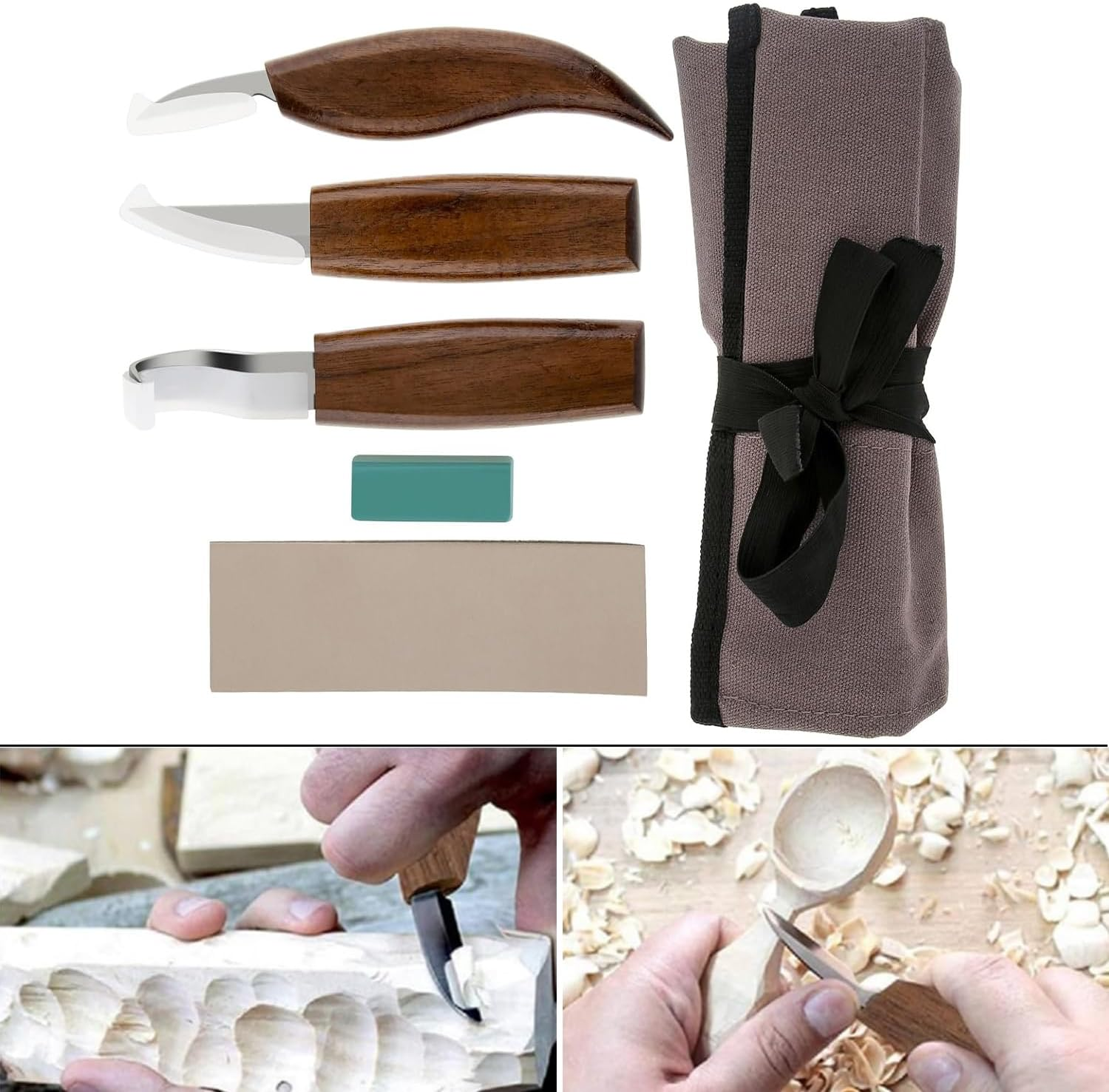 Taicols Wood Carving Knife Set, Wood Carving Whittling Knife Kit, Wood Carving Tools Set Diy Carving Knife Set Wood Carving Knife Set Chip Carving Knife Kit Cut Resistant Gloves Carving Hook Knife image number 4