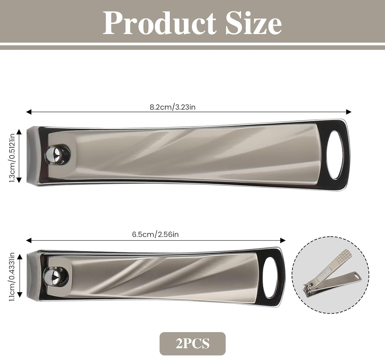 Teccfly 2Pack Nail Clipper Set,Ultra Sharp Stainless Steel Toenail Clippers & Fingernail Cgutters with Non-Slip Design- Manicure Pedicure Kit with Nail File,Travel Nail Kit for Men Women image number 5