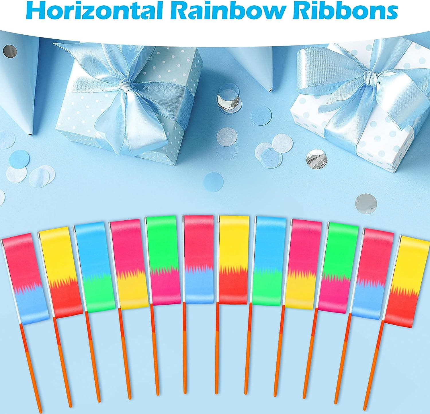 Niceup 12 Pcs Dance Ribbon for Kids Party Bag Fillers, Gymnastics Ribbon Rainbow Streamers Wand for Party Favors, Goodie Bag Fillers for Kids Birthday Princess Fairy Circus Party Decoration Supplies image number 2