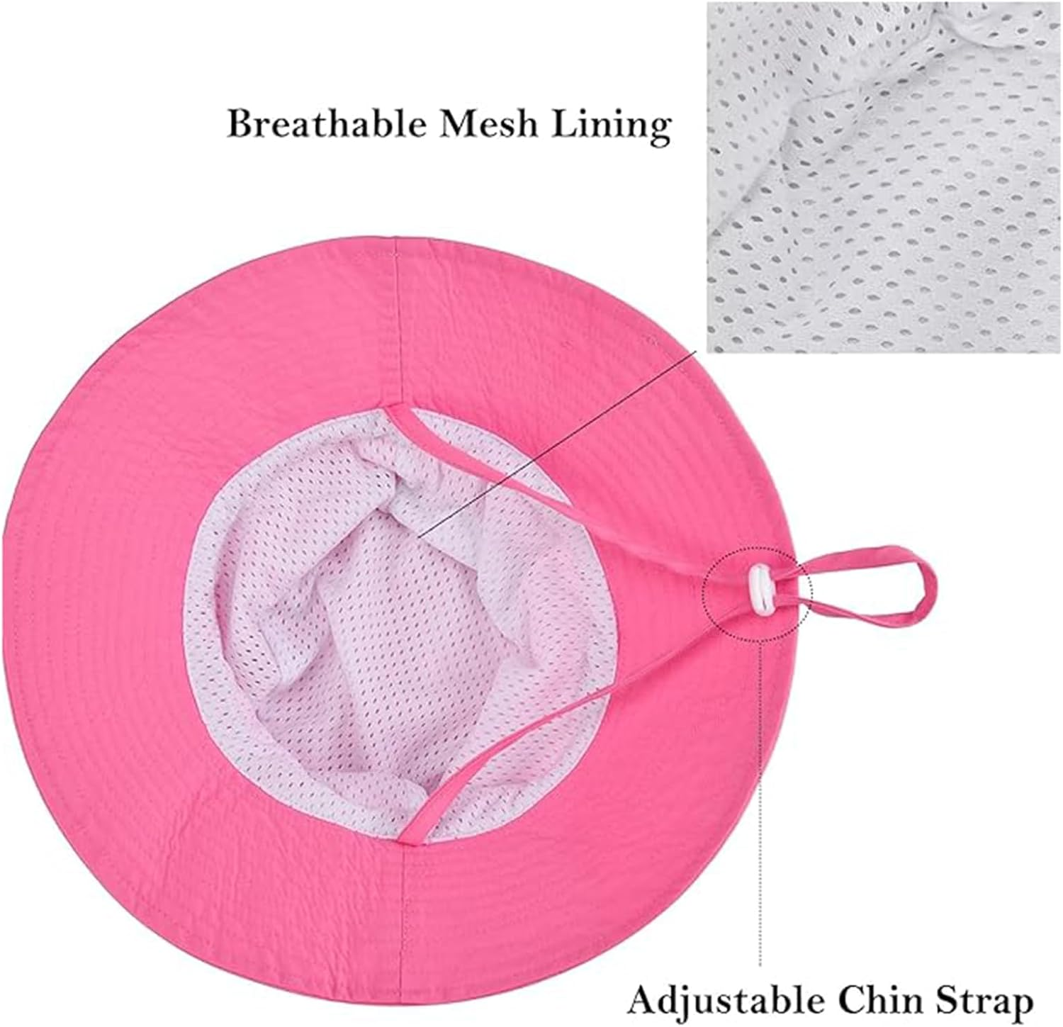AIJOY Baby Sun Hat Adjustable - 2Pcs Toddler Kids Wide Brim Bucket UPF 50+ Summer Play Hat with Chin Strap (Ages 2-6) image number 2