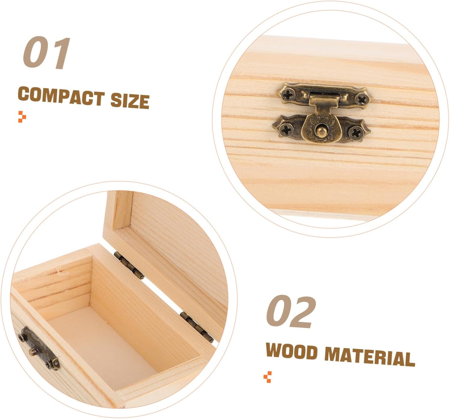 Angoily 12Pcs DIY Paintable Wooden Keepsake Chest Lock Small Unfinished Treasure Box Storage for Boys and Girls Crafts and Jewelry image number 3