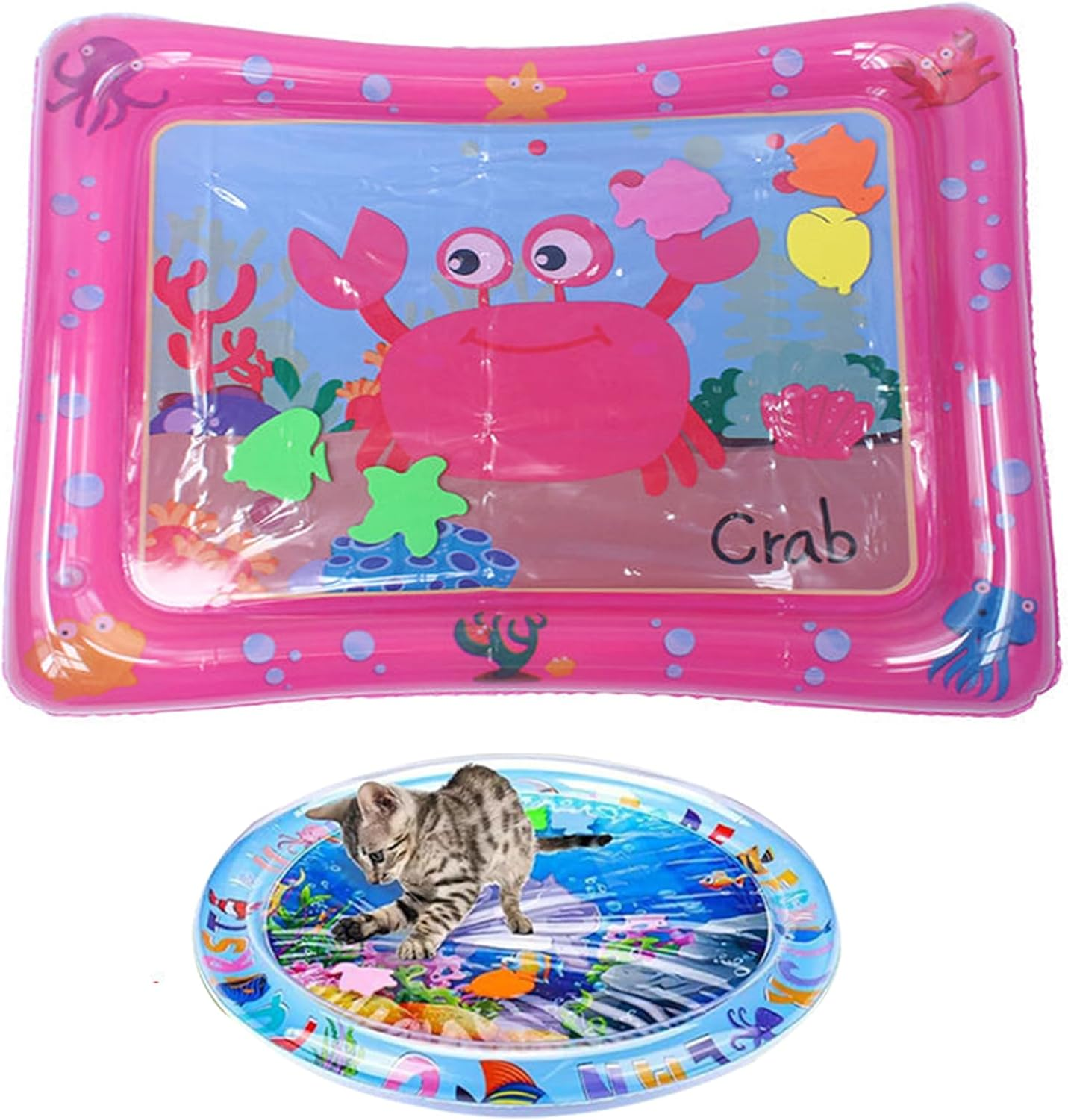 Summer Water Mat for Pets, Sensory Water Play Mat for Cats, Summer Water Play Mat, Interactive Cat Toy, Water Mat Water Toy for Cats, Dogs (E, 1) image number 6