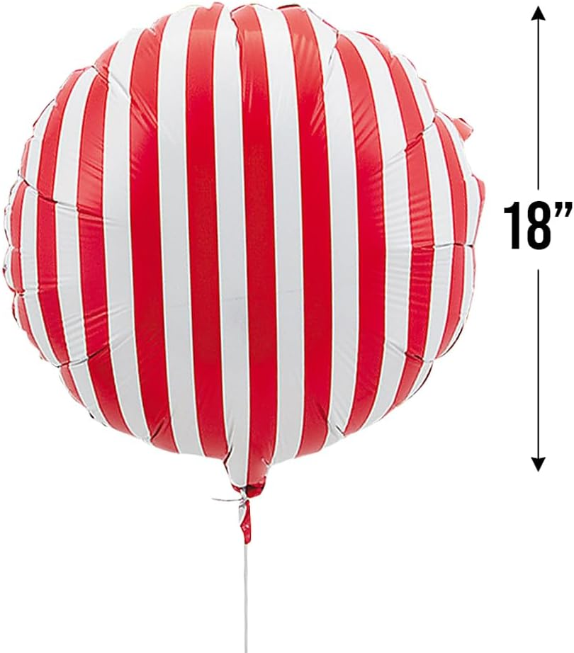 Fun Express 3/4250 Bal Red Stripe 18" (6Pc) -Party Decor Mylar Balloons-6 Pieces image number 2