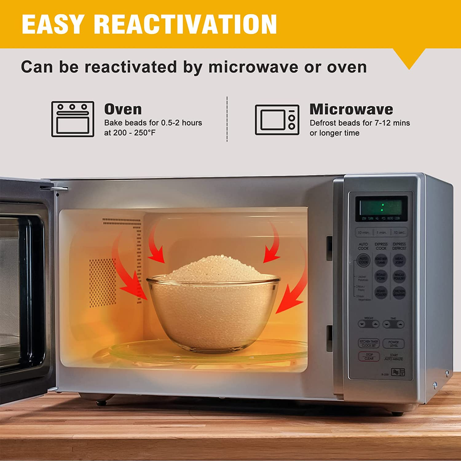 Durimoiy 2 LBS Clear Silica Gel Beads Reusable Desiccant Beads (Industry Standard 2-4 Mm) Rechargeable Moisture Absorber Silica Gel