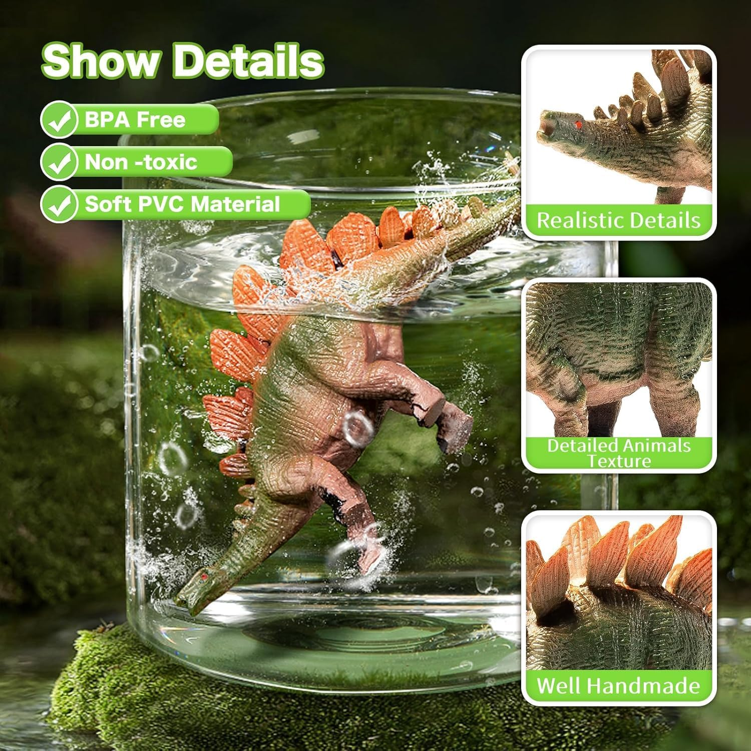 CKIKH Dinosaur Toys for Kids 45PCS Realistic Dinosaurs Figures with Eggs&Trees&Fence Playset to Create a Dino World,Educational Figures Great Choice for Toddler Boys & Girls image number 4