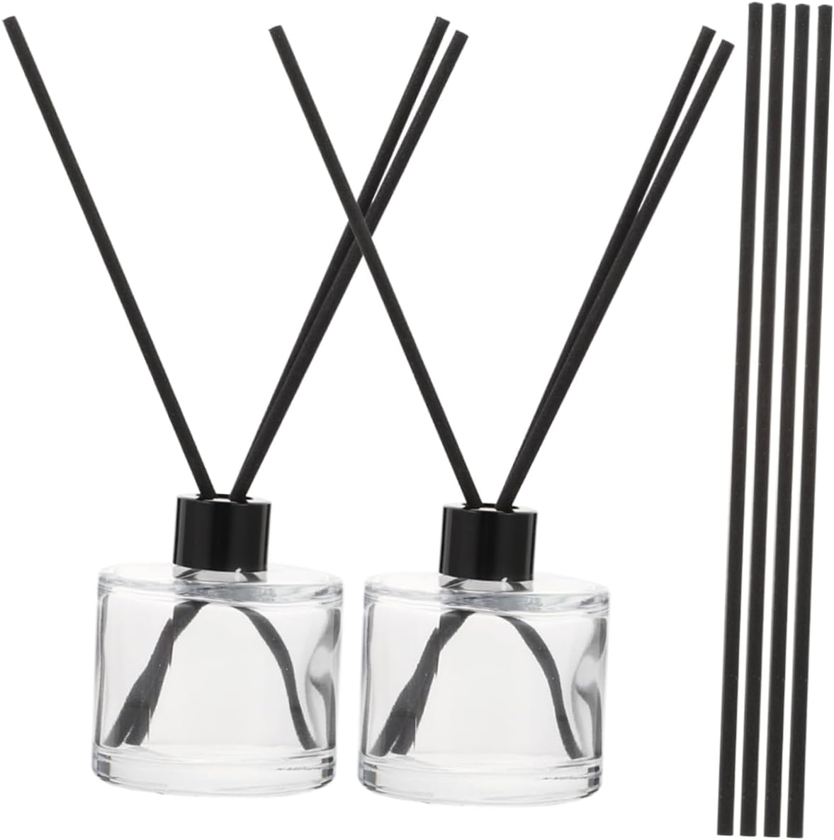Alipis 50Ml Square Glass Perfume Diffuser Bottle Set Black 16Cm Reeds, Refillable Essential Oil Aromatherapy Diffuser for Home and Desktop Decoration