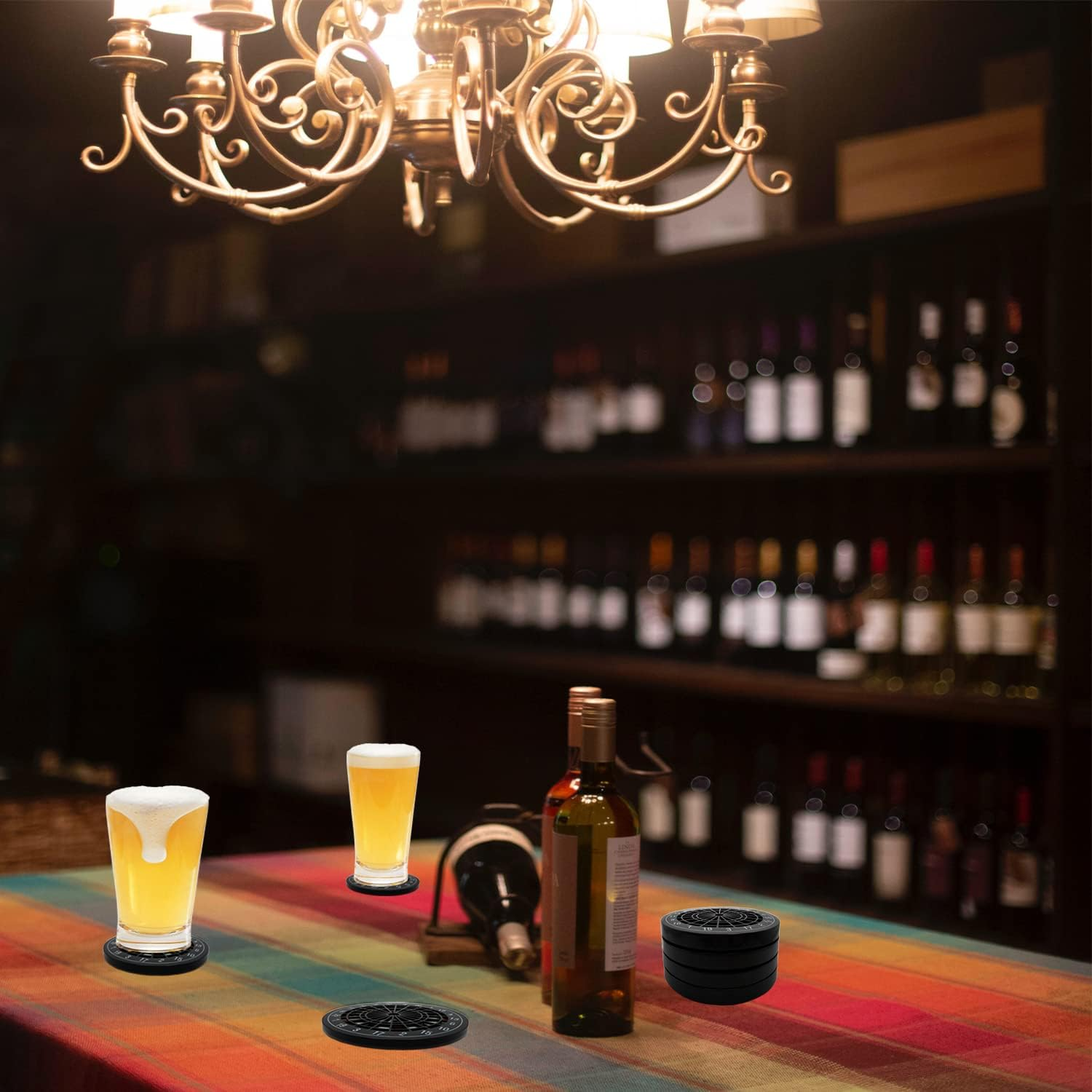 MEDOYOH Set of 4 Dartboard Drinks Coasters, Non-Slip Beer Coasters, Washable Funny Coasters, Heat Resistant for Coffee, Beer Cups, Wine, Glass, Bottle, Home, Pub, Bar image number 5