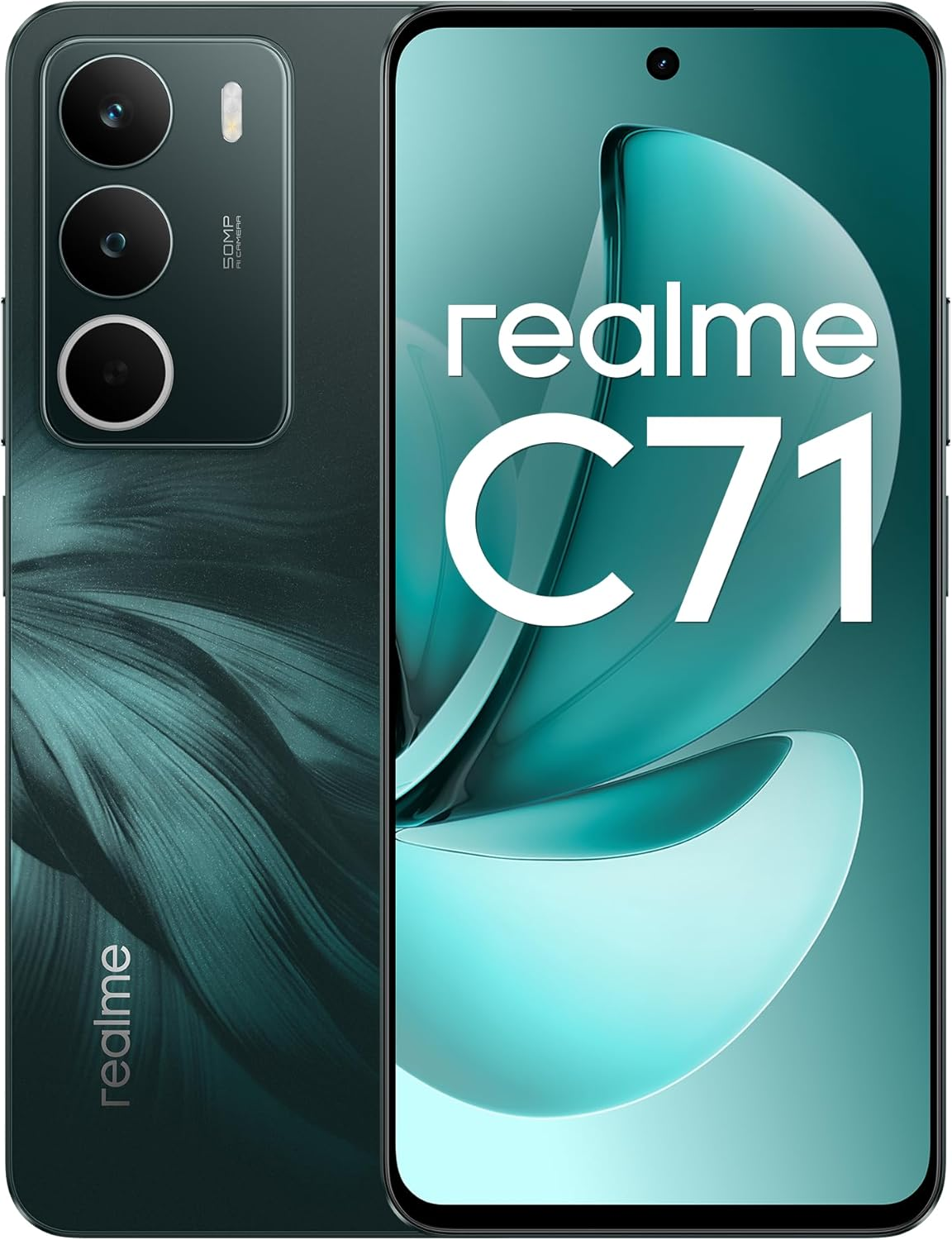 Realme C71 4G Smartphone, 6 + 128 GB, 6000 Mah Battery, 45 W Charge, Octa-Core Chipset, 50 MP AI Camera, 24 GB Dynamic RAM, 120 Hz Display, Grade Shock Resistance, Daily Water Resistance, White Swan